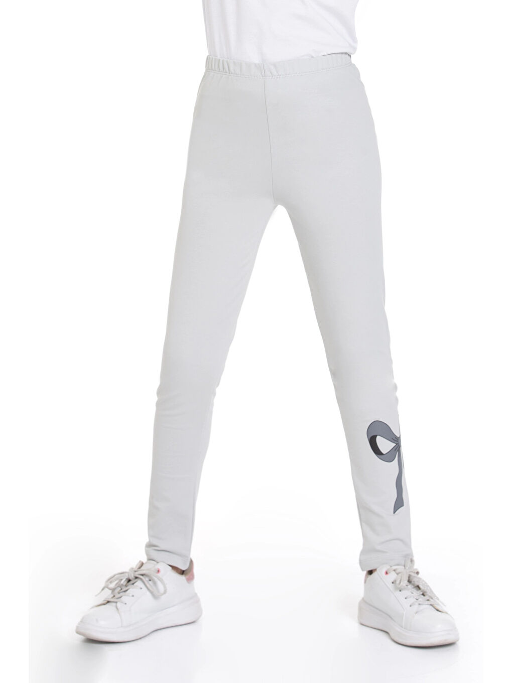 Gri Kurdela Baskılı Kız Çocuk Tayt 74654-1