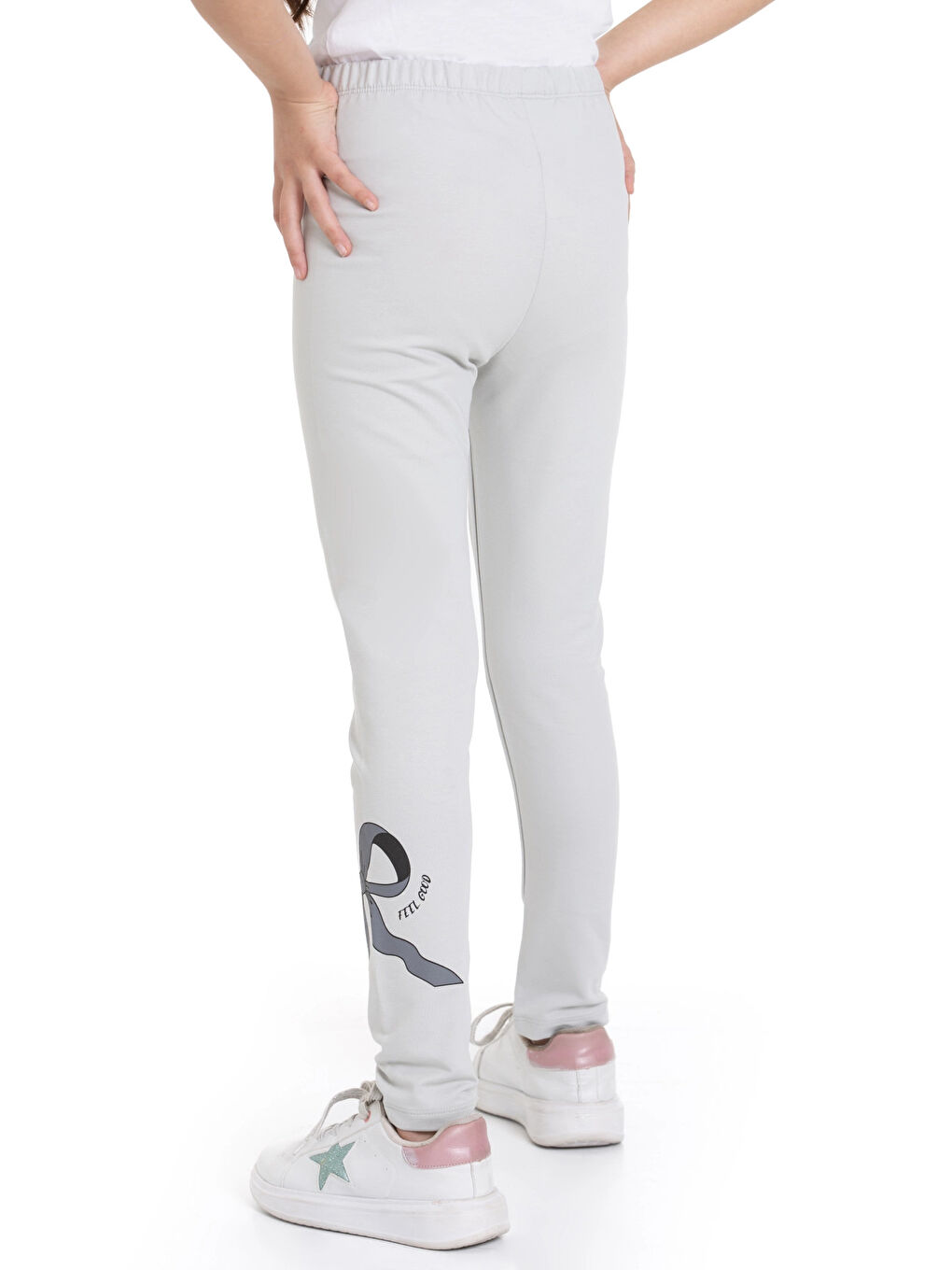 Gri Kurdela Baskılı Kız Çocuk Tayt 74654-2