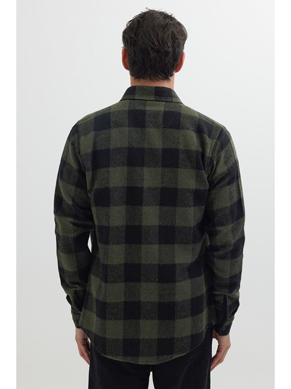 Karışık Erkek Slim Fit Dar Kesim Uzun Kollu Kapaklı Çift Cepli Kareli Kışlık Oduncu Gömlek-6