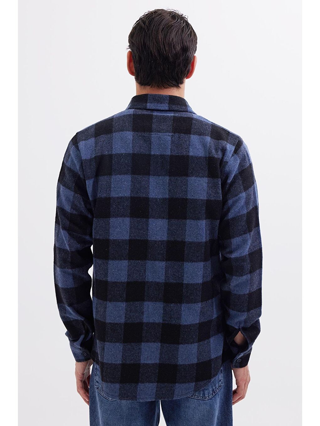 Karışık Erkek Slim Fit Dar Kesim Uzun Kollu Kapaklı Çift Cepli Kareli Kışlık Oduncu Gömlek-6