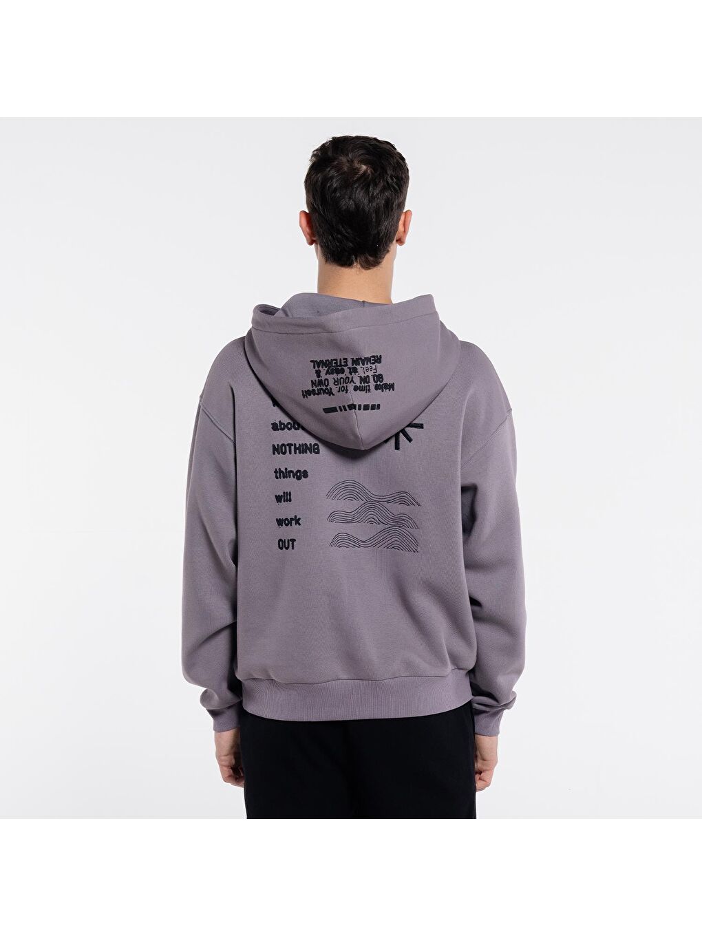 Friday Offset Gri Sydney Erkek Gri Ekstra Oversize Kapüşonlu Sweatshirt Hoodie - Şardonlu 3 İplik - 1