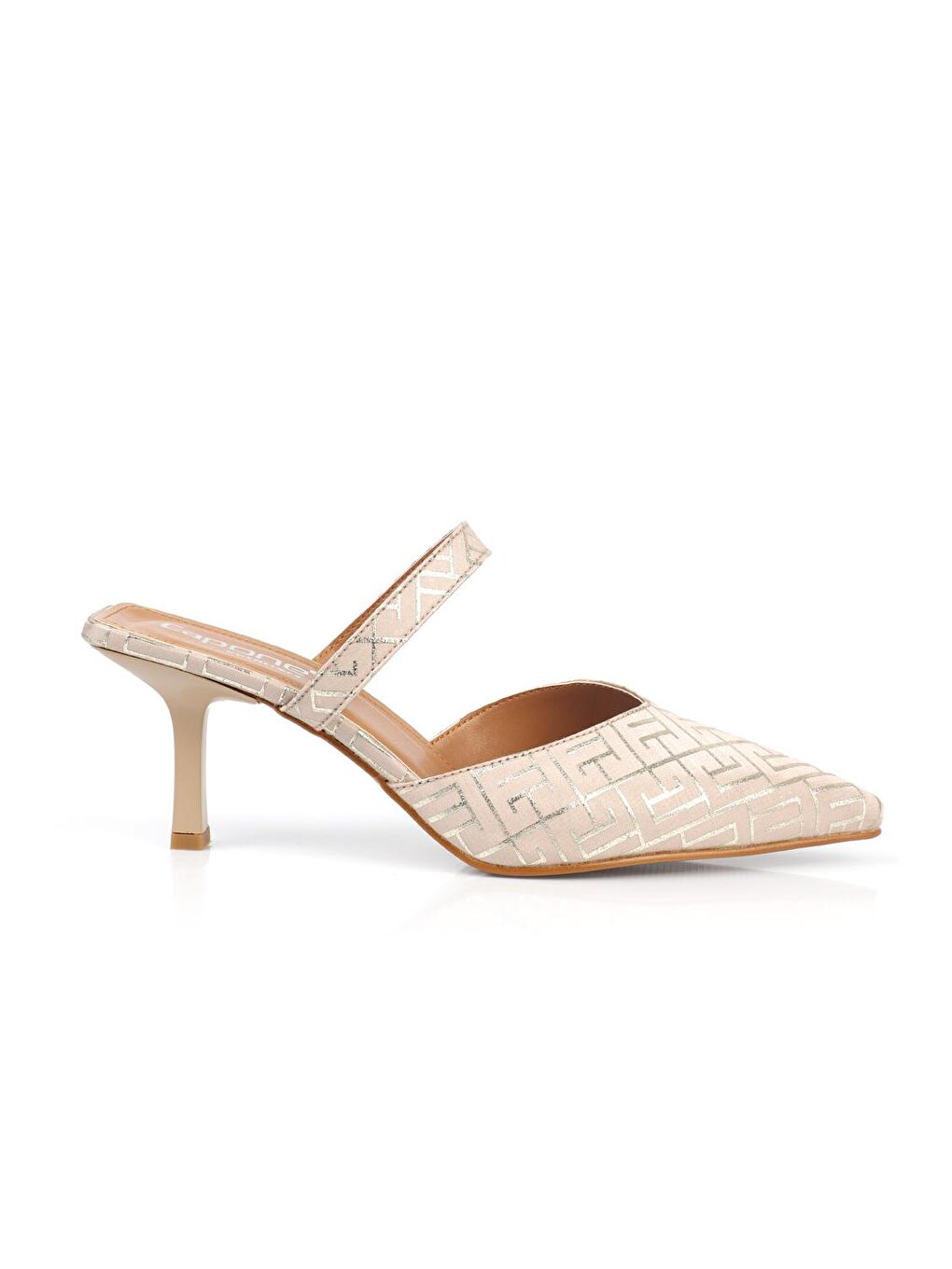 Bej Kadın Topuklu Terlik-1