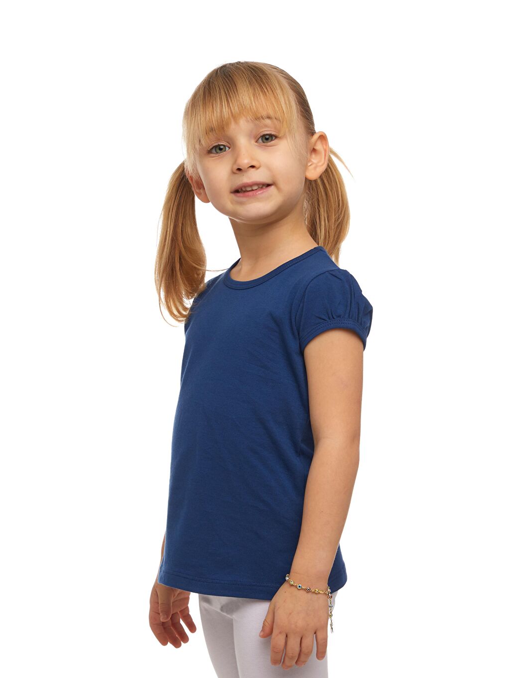İndigo Kız Çocuk Kısa Kollu Basıc Tişört-1