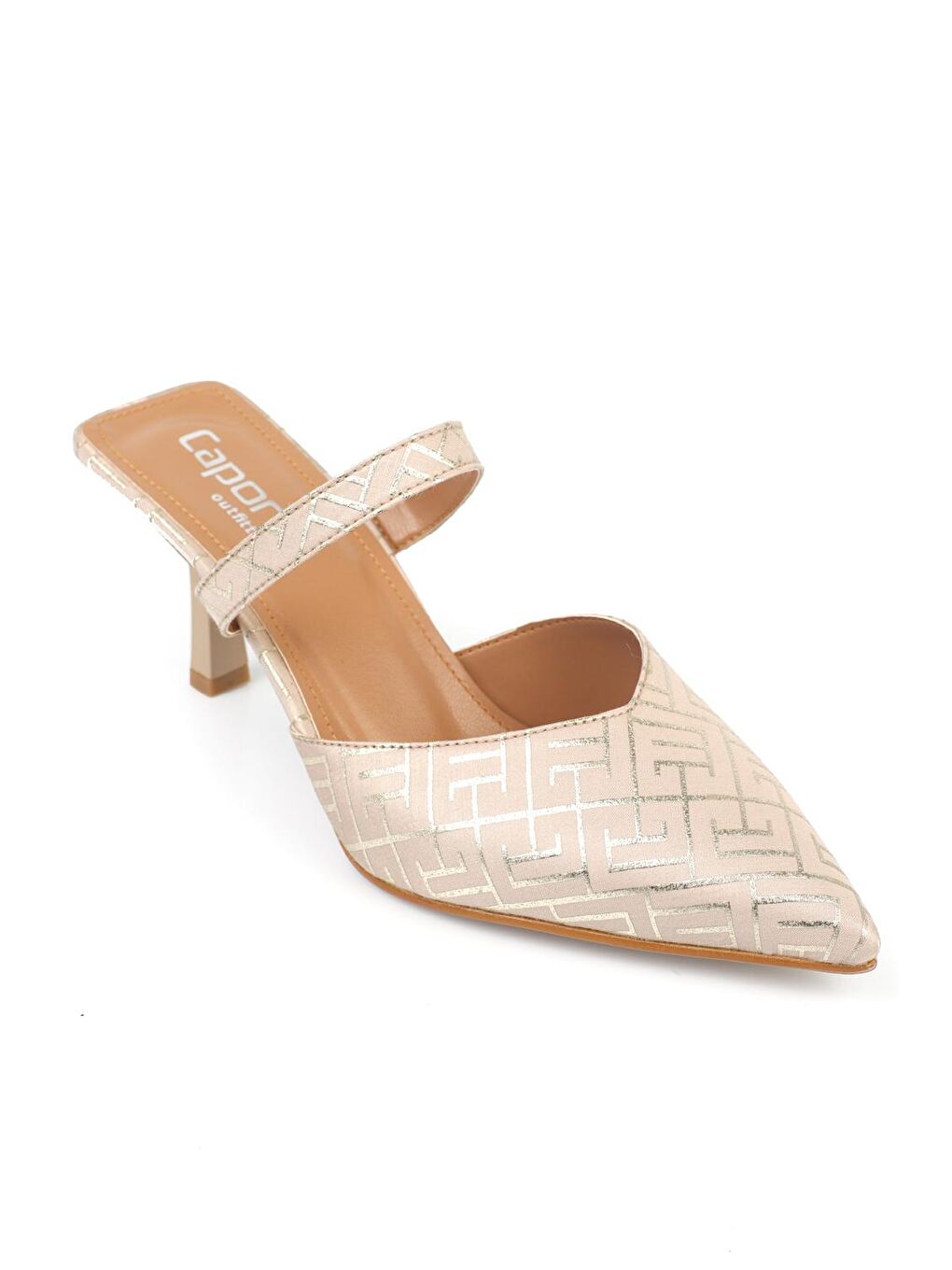 Bej Kadın Topuklu Terlik-2