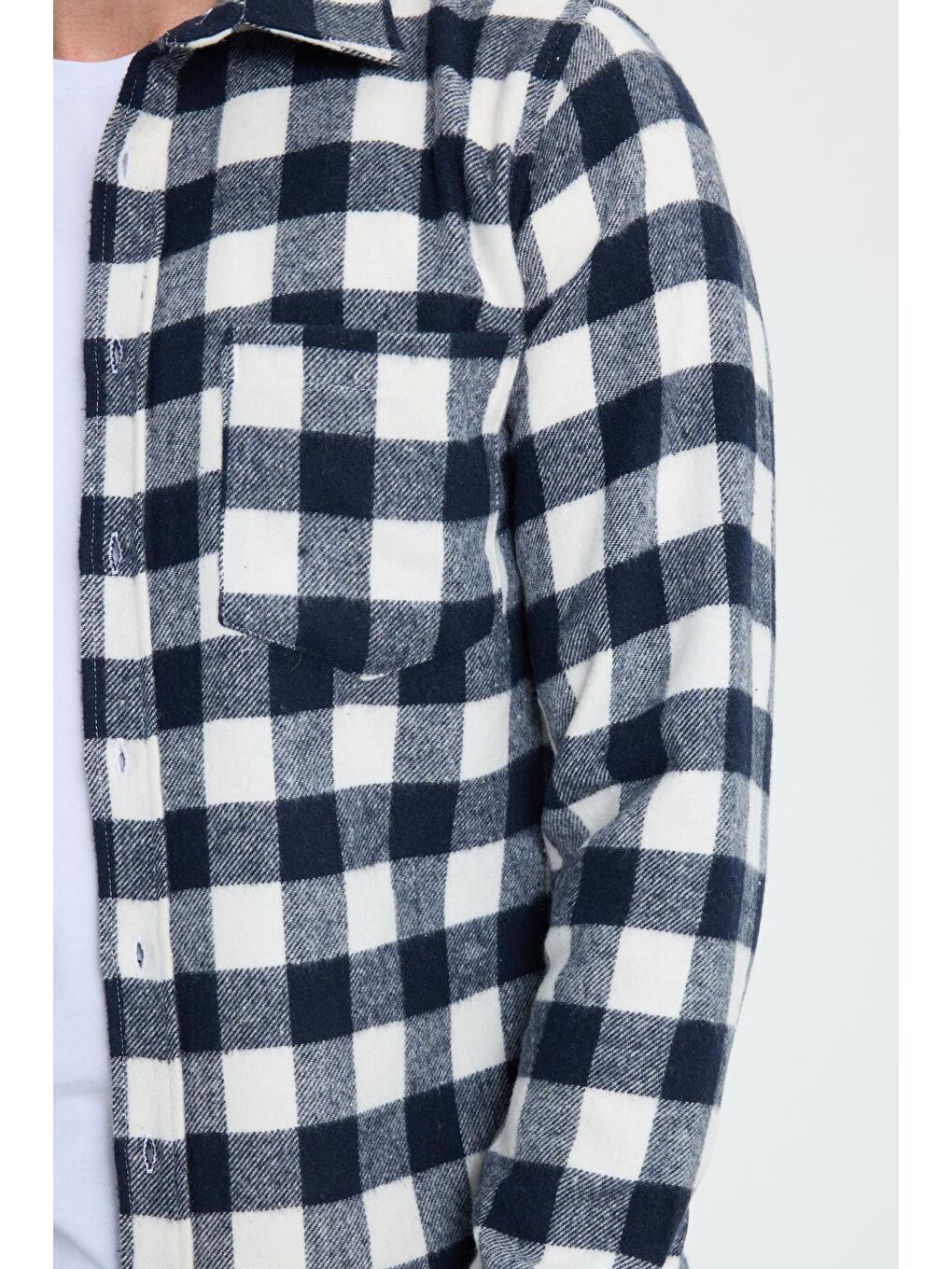 Karışık Erkek Slim Fit Dar Kesim Uzun Kollu Cepli Kareli Dama Desenli Kışlık Oduncu Gömlek-2