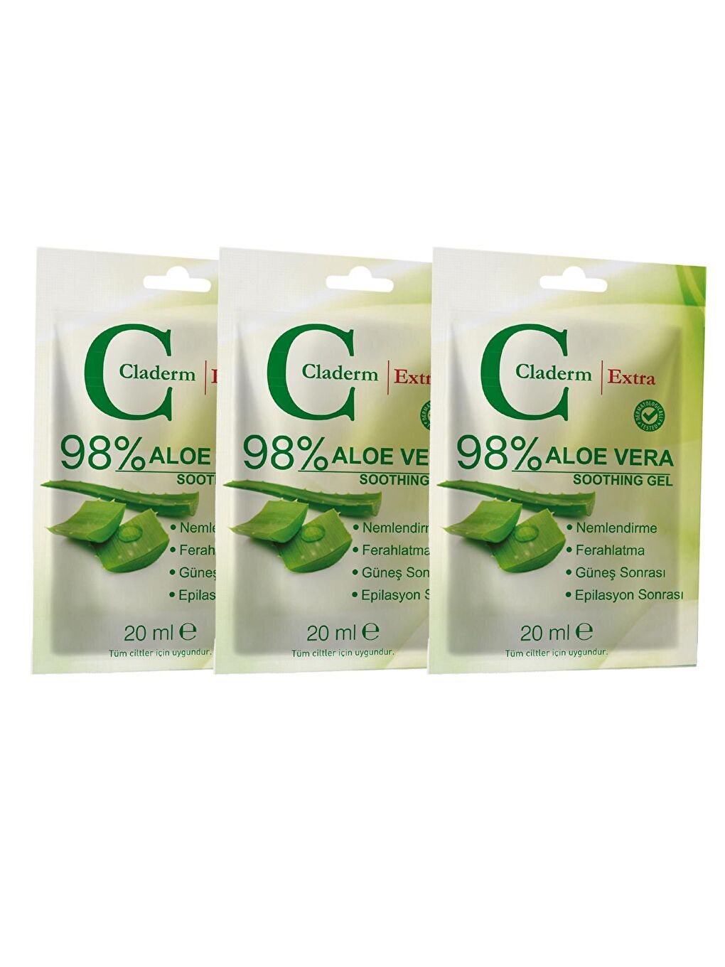 Claderm Şeffaf 3’lü Aloe Vera Soothing Gel Avantaj Paketi 20ml.