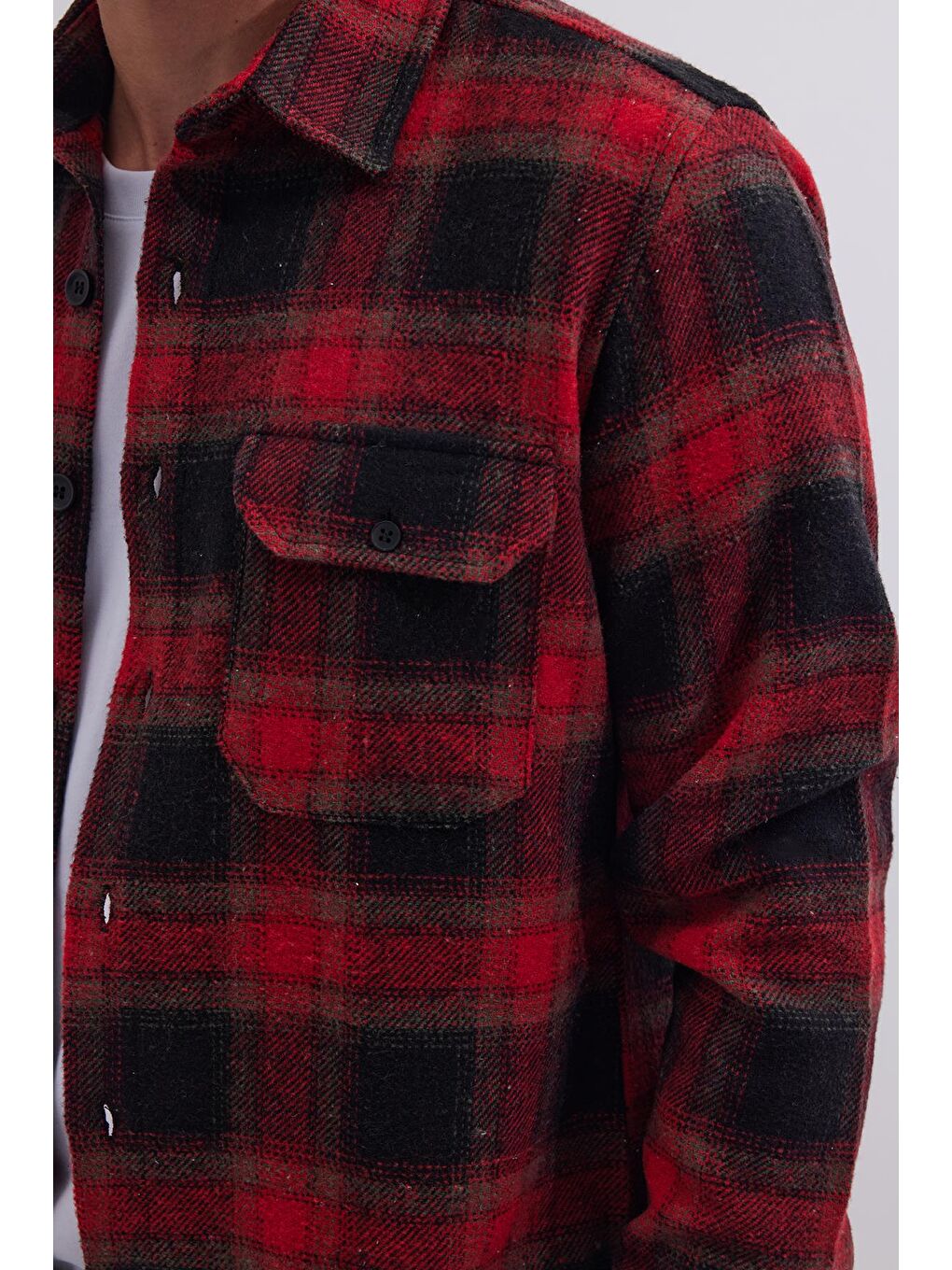 Karışık Erkek Slim Fit Dar Kesim Çift Cepli Kapaklı Spor Yaka Kareli Oduncu Gömlek-2