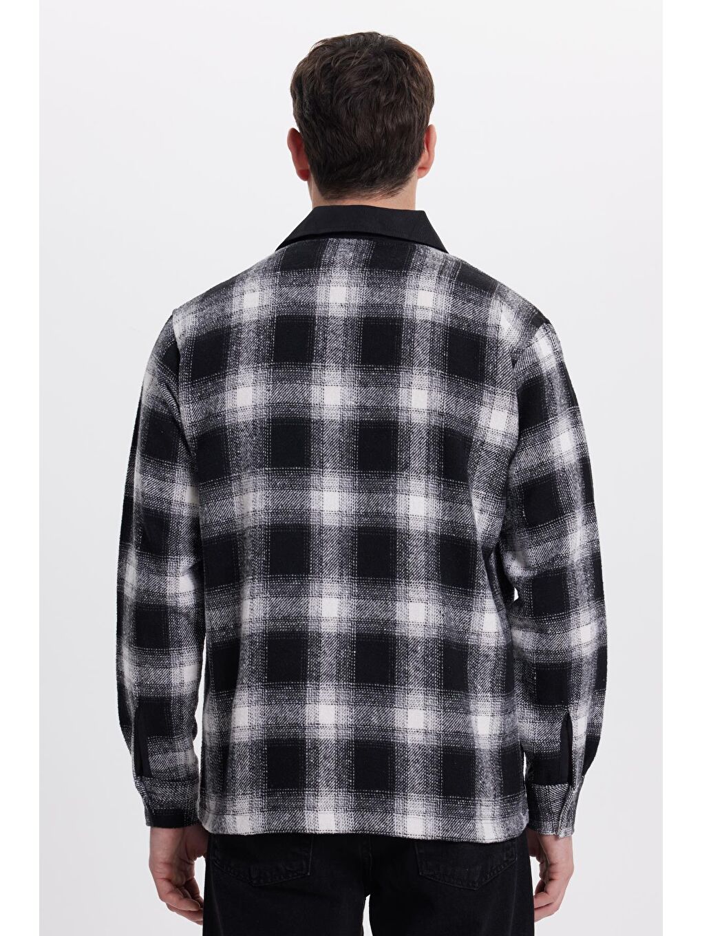 Karışık Erkek Slim Fit Dar Kesim Çift Cepli Kapaklı Spor Yaka Kareli Oduncu Gömlek-6