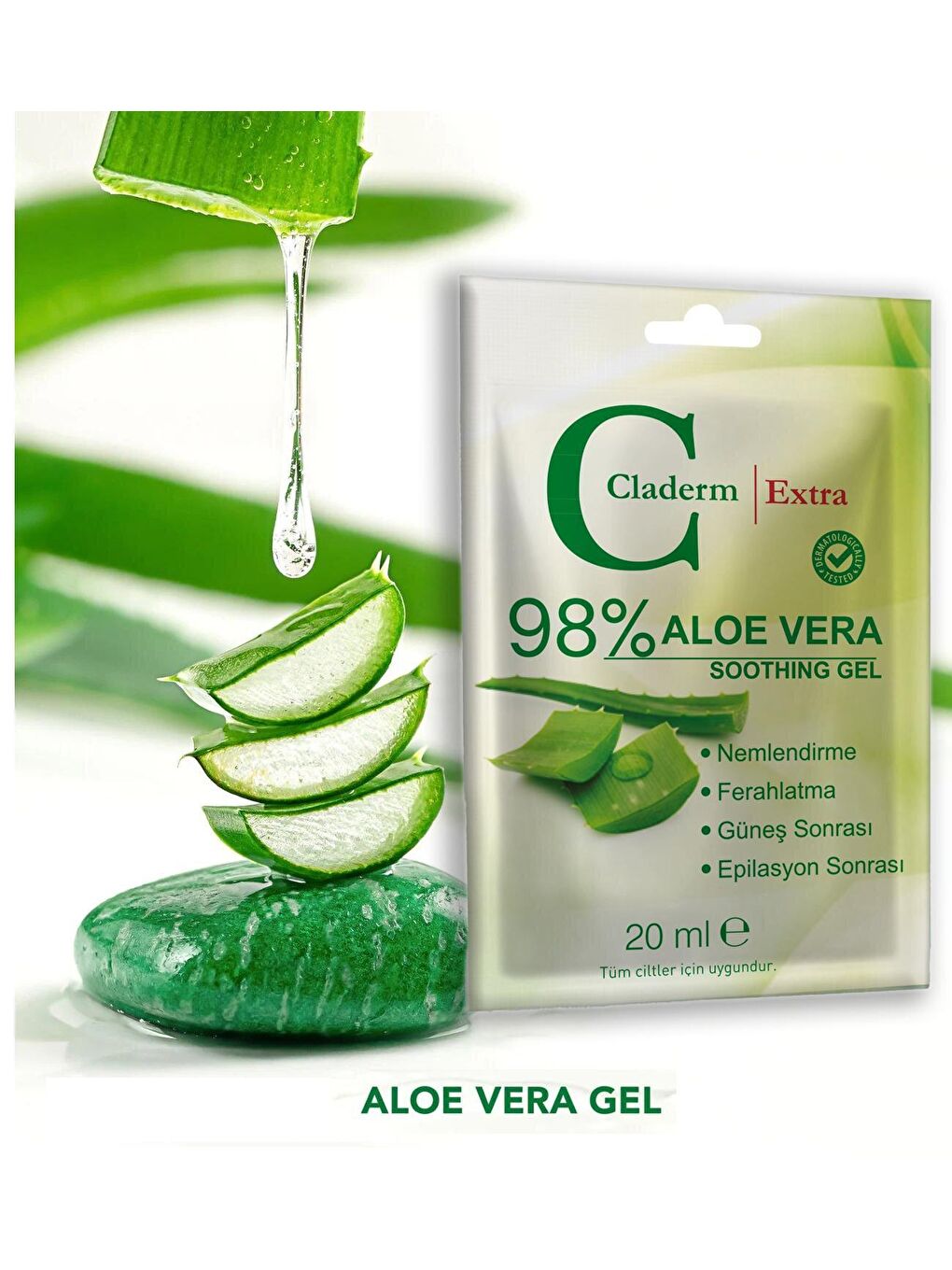 Claderm Şeffaf Aloe Vera Soothing Gel 20ml. - 1