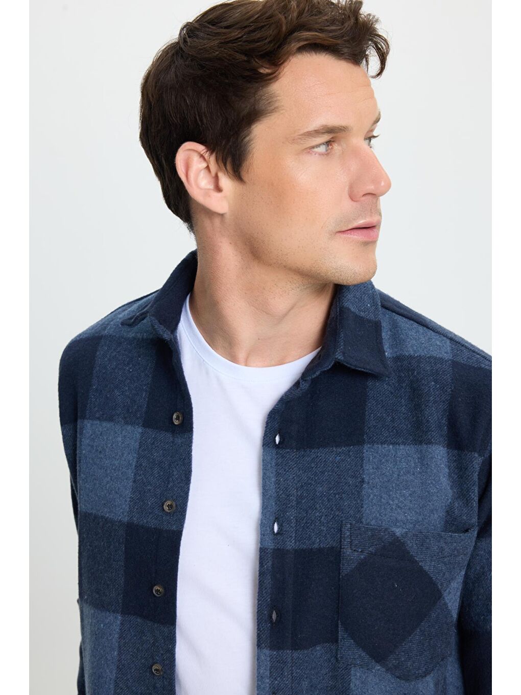 Karışık Erkek Regular Fit Klasik Kesim Kareli Cepli Oduncu Gömlek-1