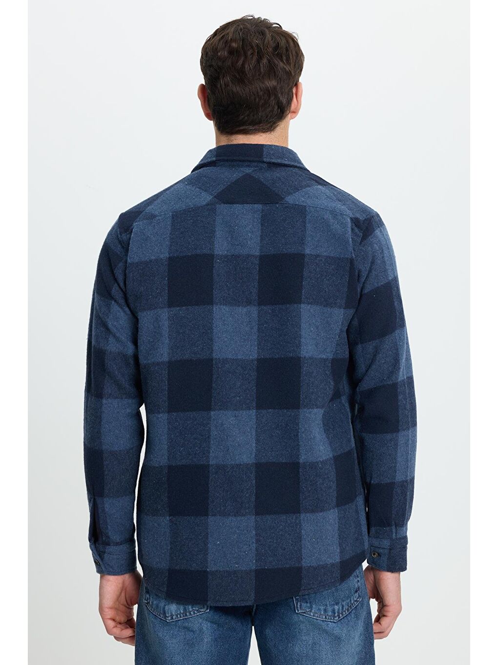 Karışık Erkek Regular Fit Klasik Kesim Kareli Cepli Oduncu Gömlek-7