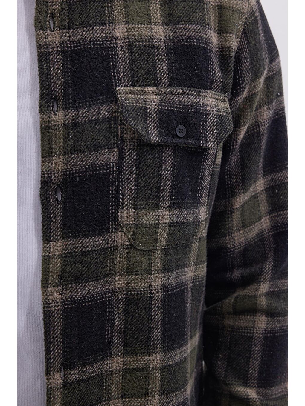 Karışık Erkek Slim Fit Dar Kesim Çift Cepli Kapaklı Spor Yaka Kareli Oduncu Gömlek-2