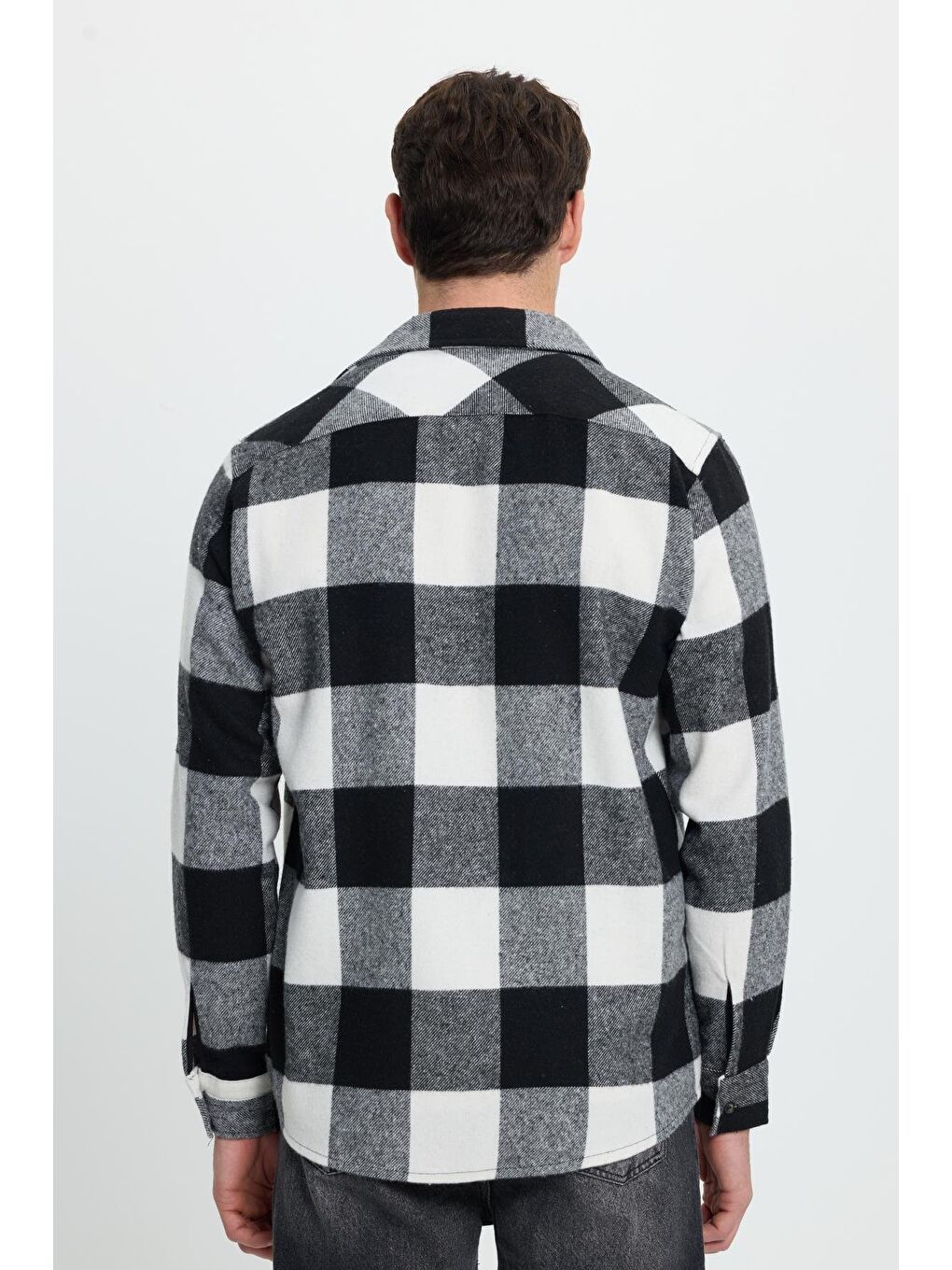 Karışık Erkek Regular Fit Klasik Kesim Kareli Cepli Oduncu Gömlek-6