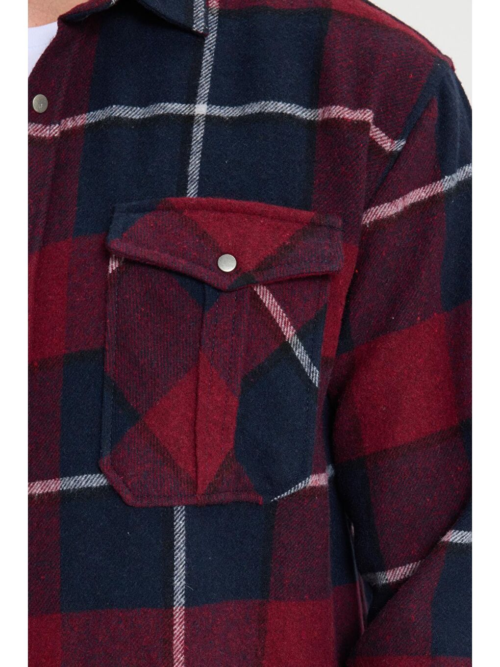 Karışık Erkek Relax Fit Rahat Kesim Oduncu Çift Cep Düğmeli Kareli Kışlık Gömlek-2