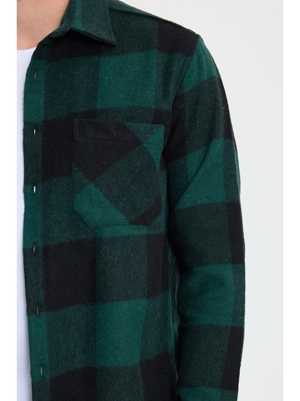 Karışık Erkek Regular Fit Klasik Fit Kareli Cepli Oduncu Gömlek-2