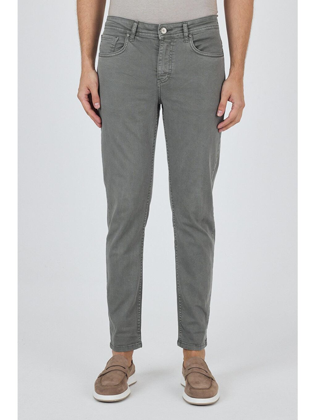 Turkuaz Su Yeşili Pamuklu 5 Cep Casual Slim Fit 5 Cep Pantolon 1003250318