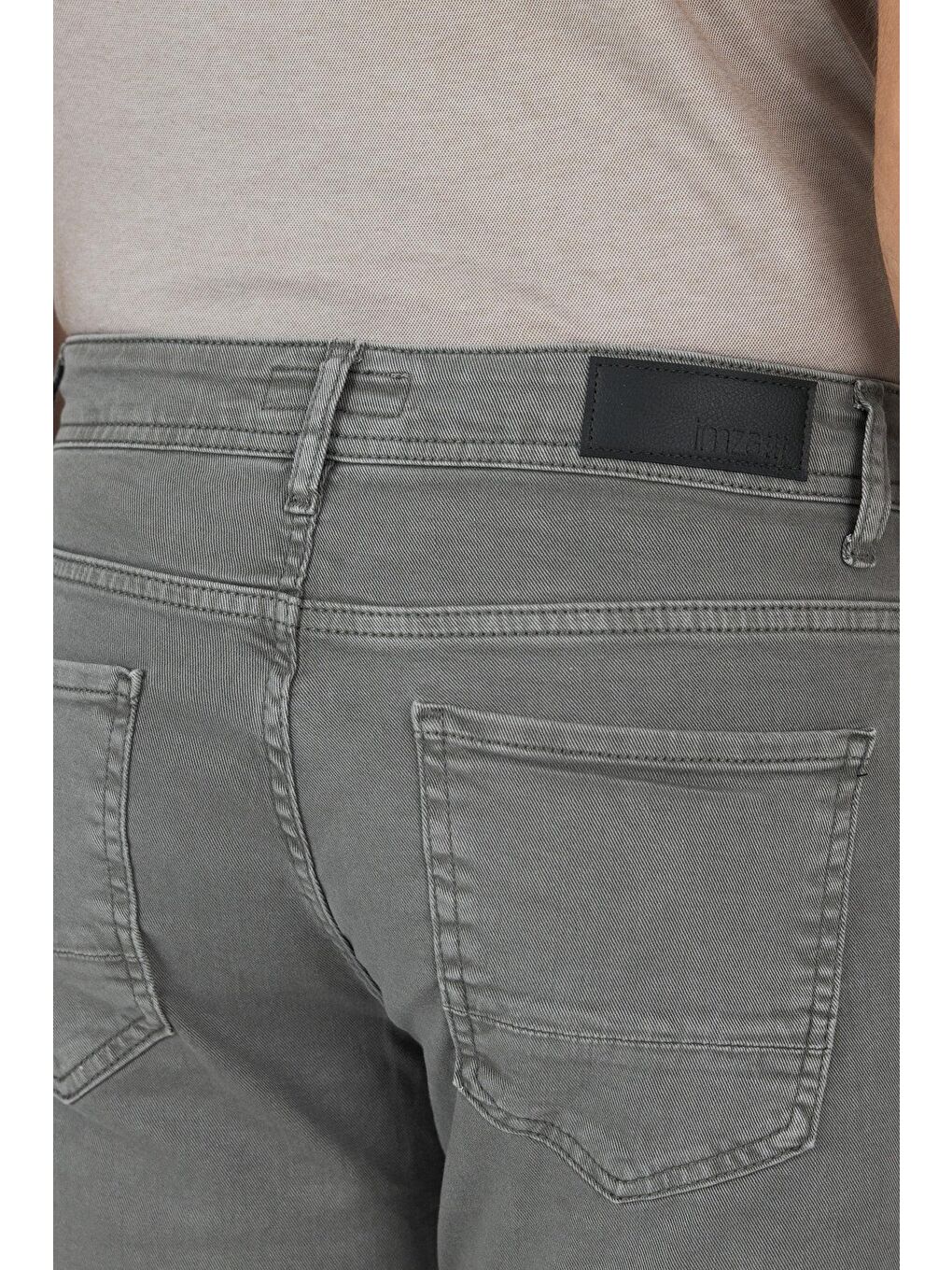 Turkuaz Su Yeşili Pamuklu 5 Cep Casual Slim Fit 5 Cep Pantolon 1003250318-4