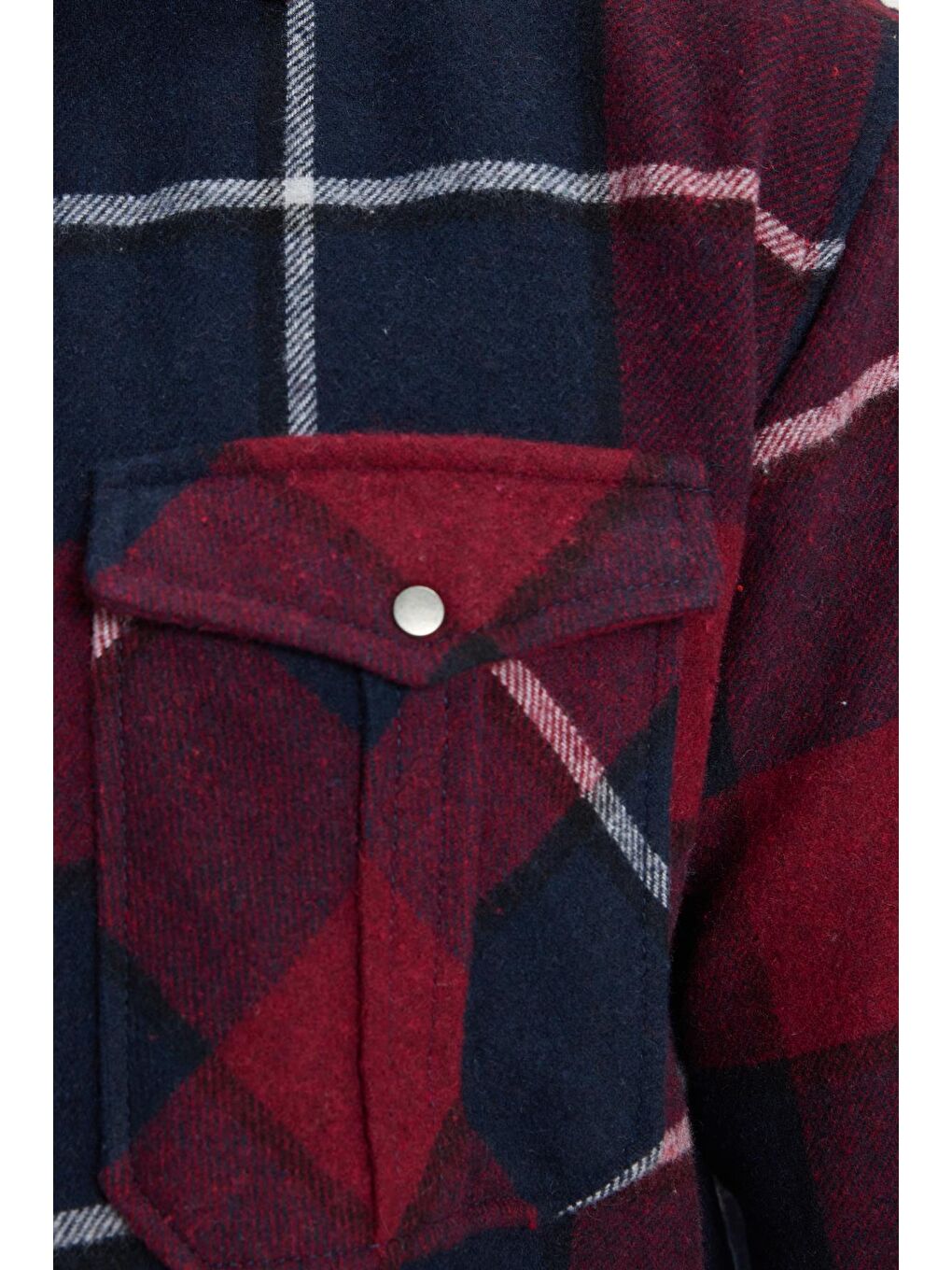 Karışık Erkek Relax Fit Rahat Kesim Oduncu Çift Cep Düğmeli Kareli Kışlık Gömlek-5