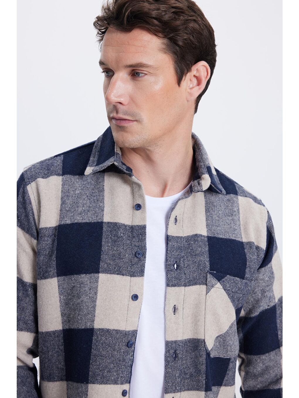 Karışık Erkek Regular Fit Klasik Kesim Kareli Cepli Oduncu Gömlek-1