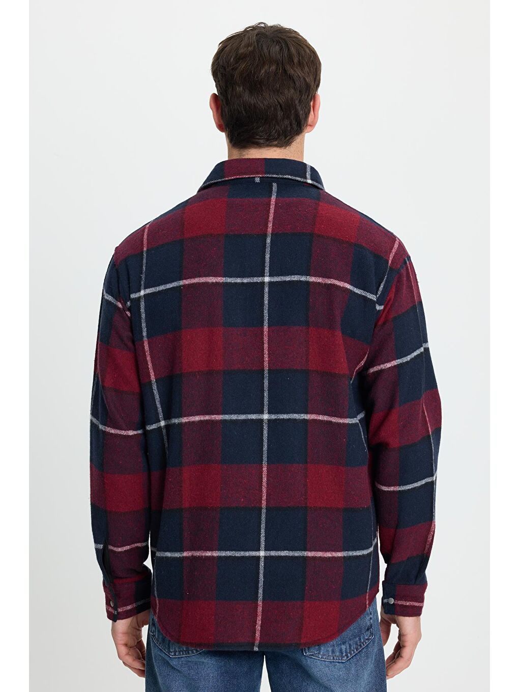 Karışık Erkek Relax Fit Rahat Kesim Oduncu Çift Cep Düğmeli Kareli Kışlık Gömlek-6