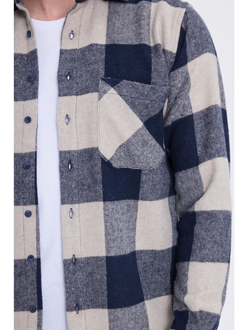 Karışık Erkek Regular Fit Klasik Kesim Kareli Cepli Oduncu Gömlek-2