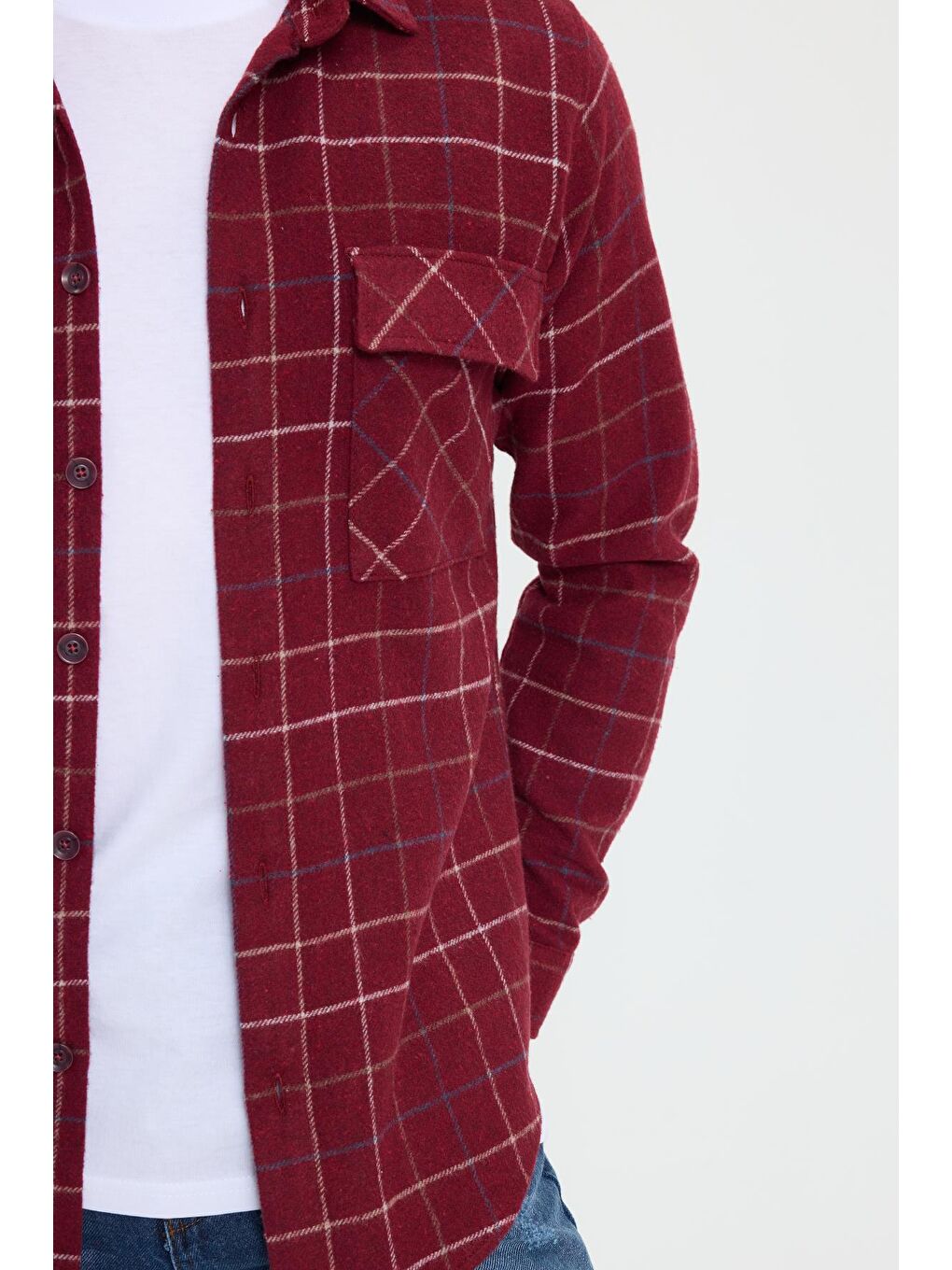 Karışık Erkek Slim Fit Dar Kesim Spor Yaka Çift Cep Kapaklı Kareli Gömlek-2