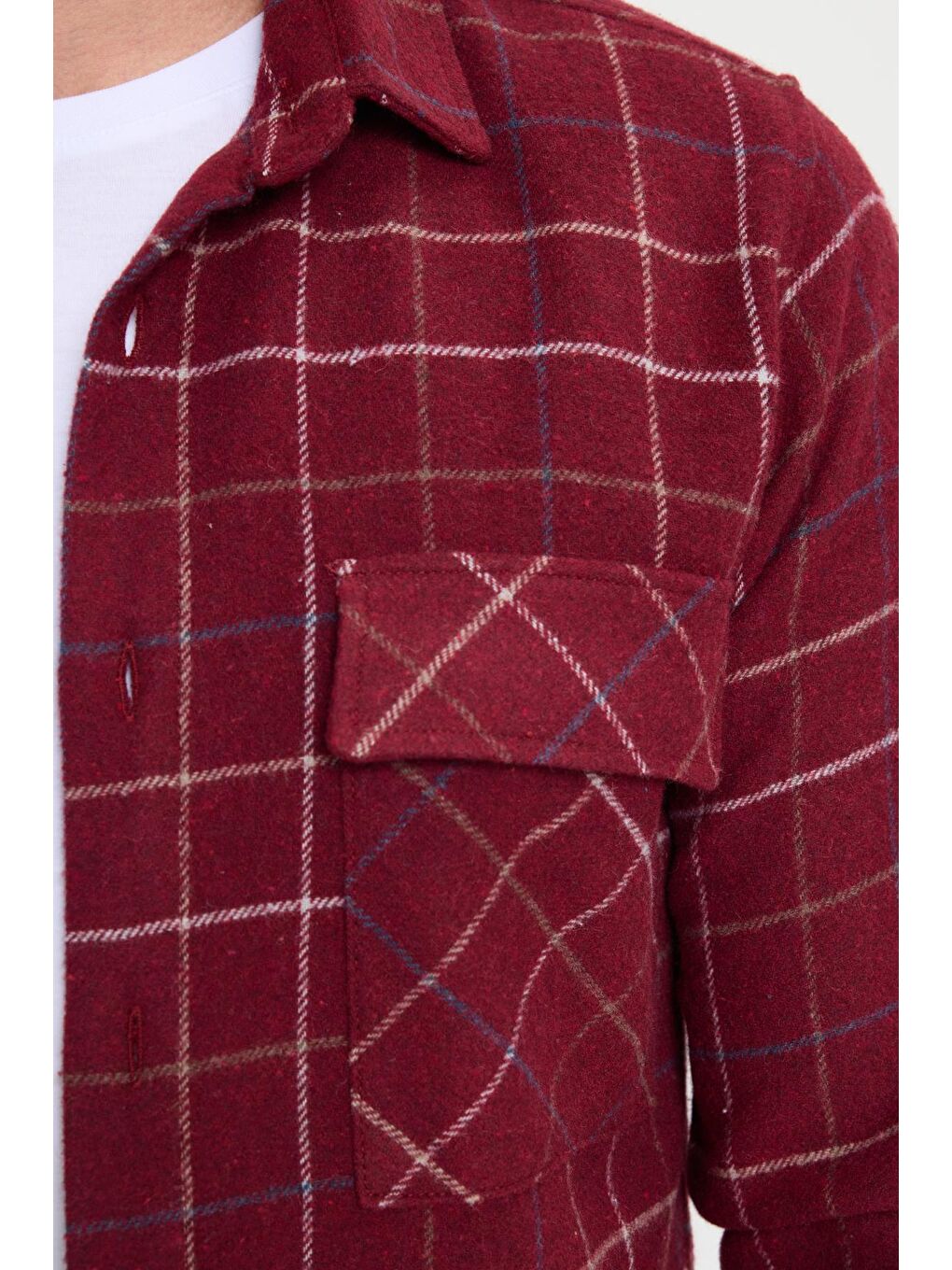 Karışık Erkek Slim Fit Dar Kesim Spor Yaka Çift Cep Kapaklı Kareli Gömlek-5