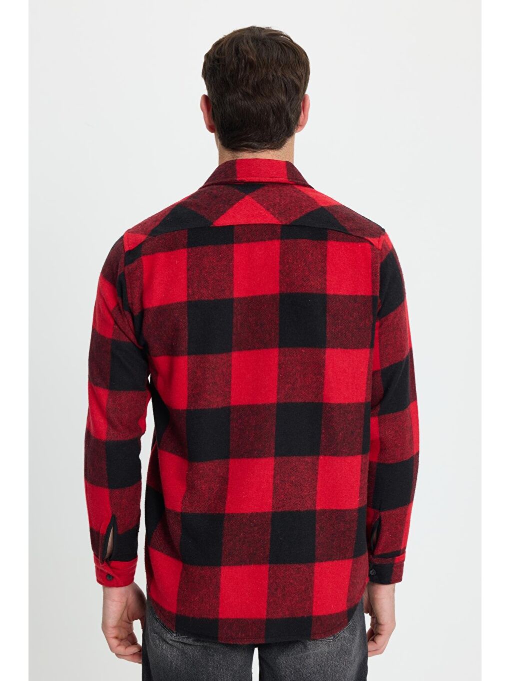 Karışık Erkek Regular Fit Klasik Kesim Kareli Cepli Oduncu Gömlek-7