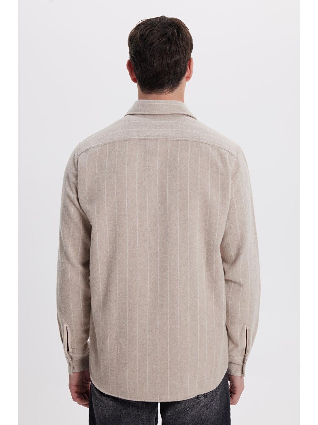 Karışık Erkek Regular Fit Klasik Kesim Çizgili Çift Cep Kapaklı Oduncu Gömlek-7