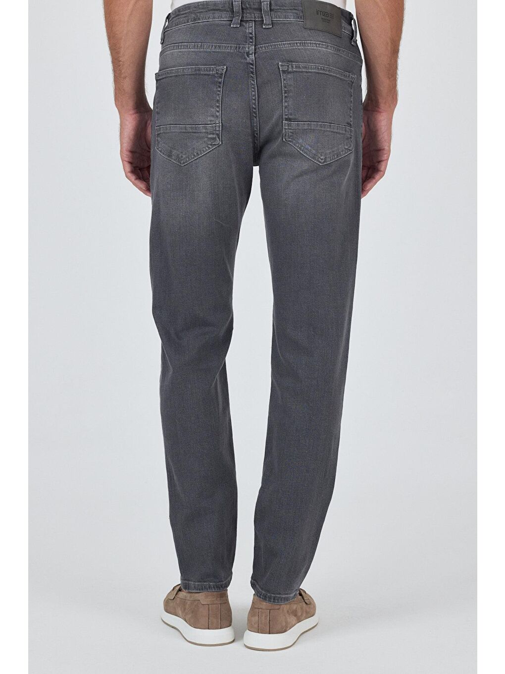 Gri Gabardin 5 Cep Düz Paça Casual Slim Fit Pamuklu Denim Pantolon 1023250150-4