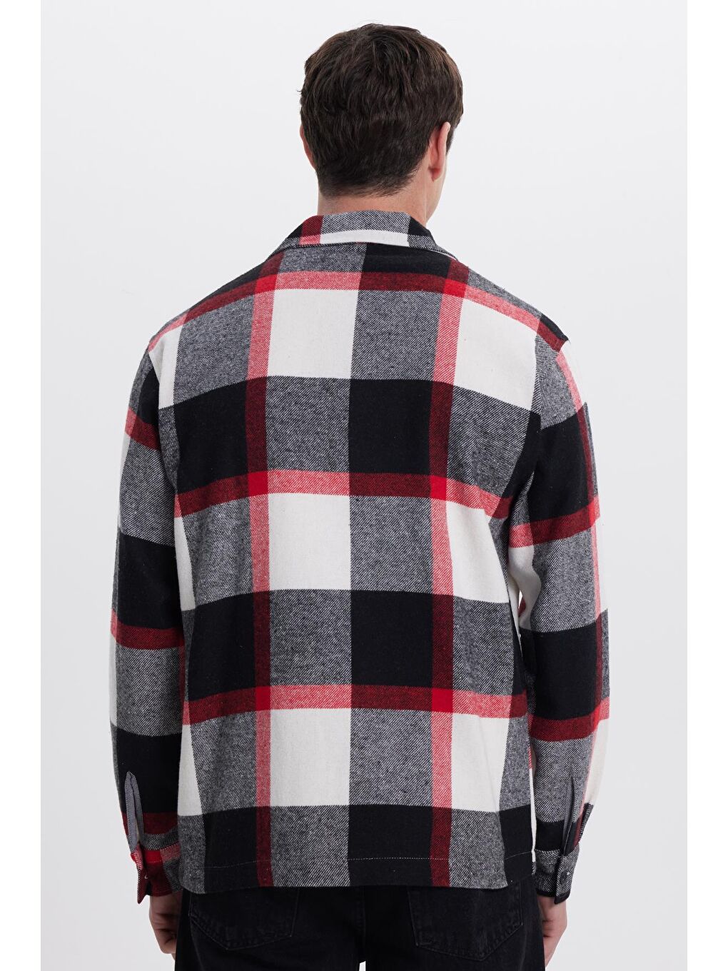 Karışık Erkek Relax Fit Rahat Kesim Spor Yaka Kareli Flotalı Cep Kışlık Gömlek-7