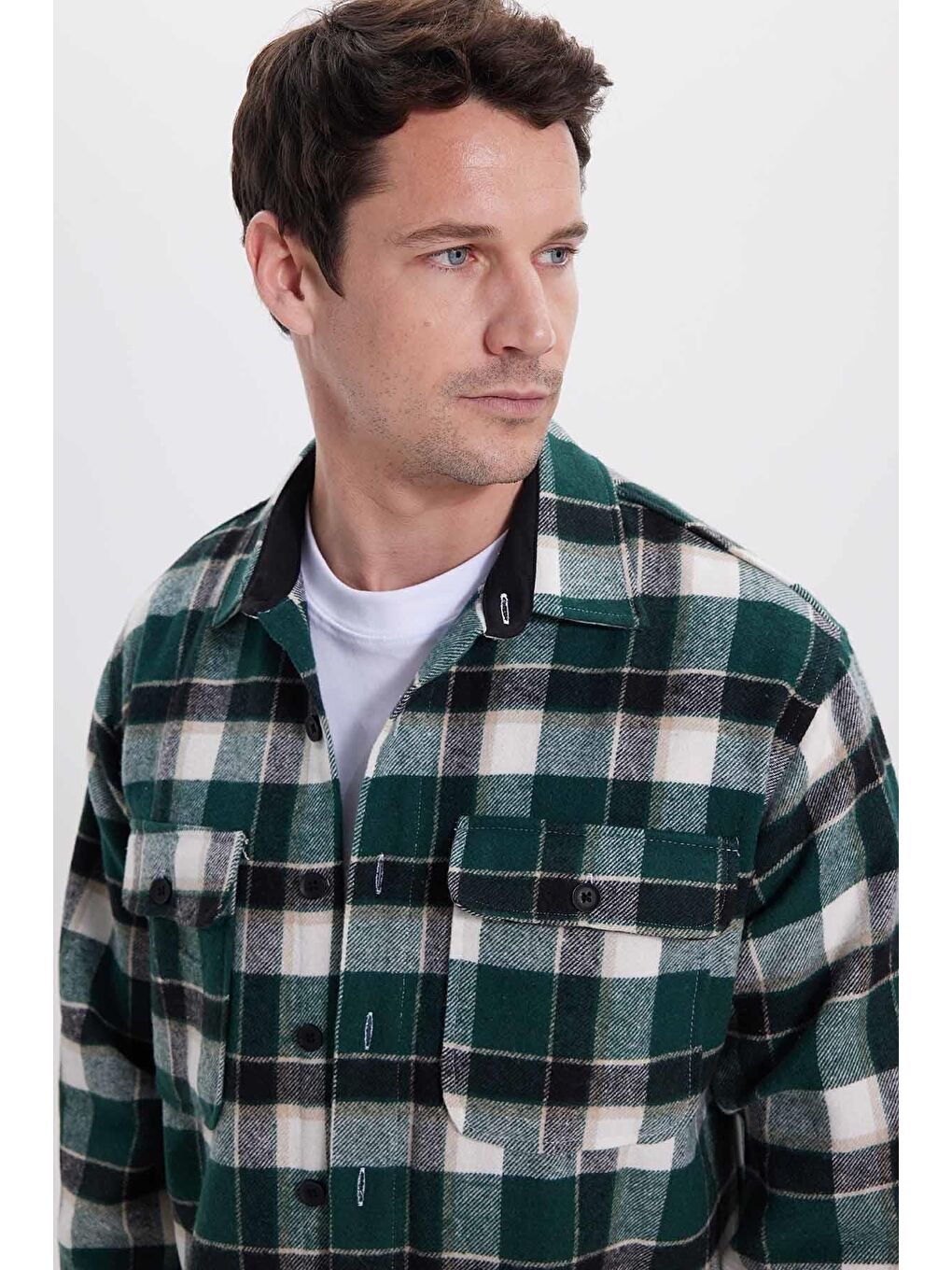 Karışık Erkek Relax Fit Rahat Kesim Çift Cepli Kışlık Oduncu Kareli Gömlek