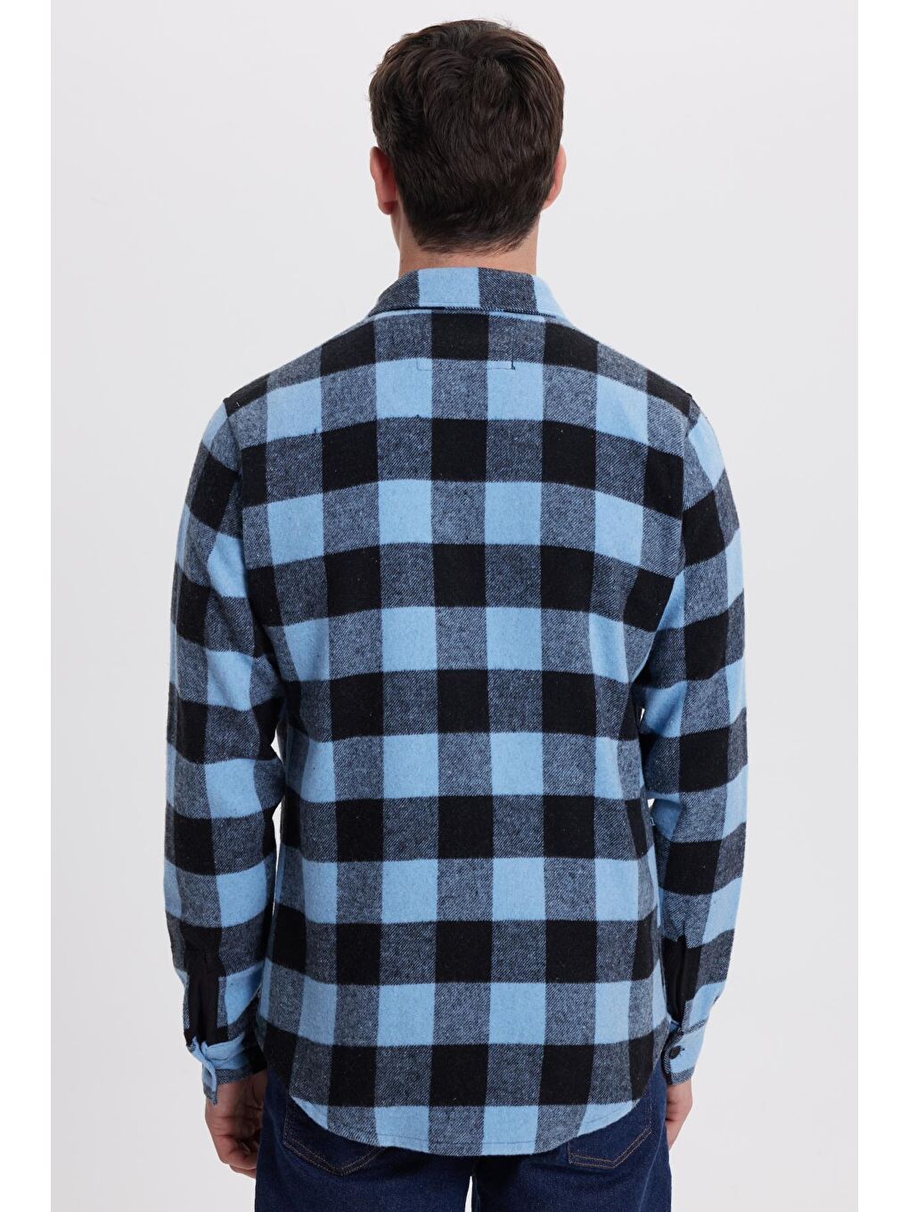 Karışık Erkek Slim Fit Dar Kesim Uzun Kollu Kapaklı Çift Cepli Kareli Kışlık Oduncu Gömlek-7