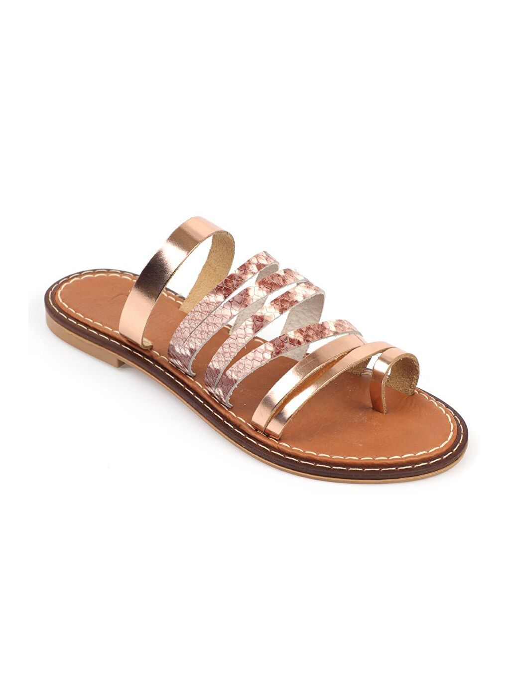 Pembe Baş Parmak Detaylı Bantlı Kadın Terlik-3