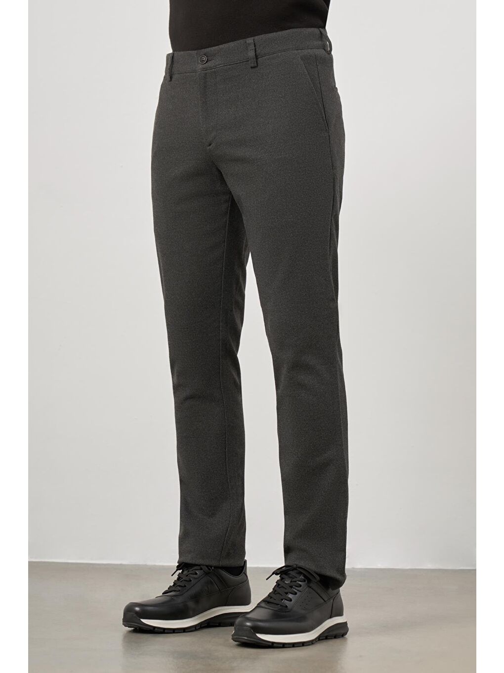 Koyu Antrasit Esnek Yandan Cepli Casual Slim Fit Chino Pantolon 1003245108-2