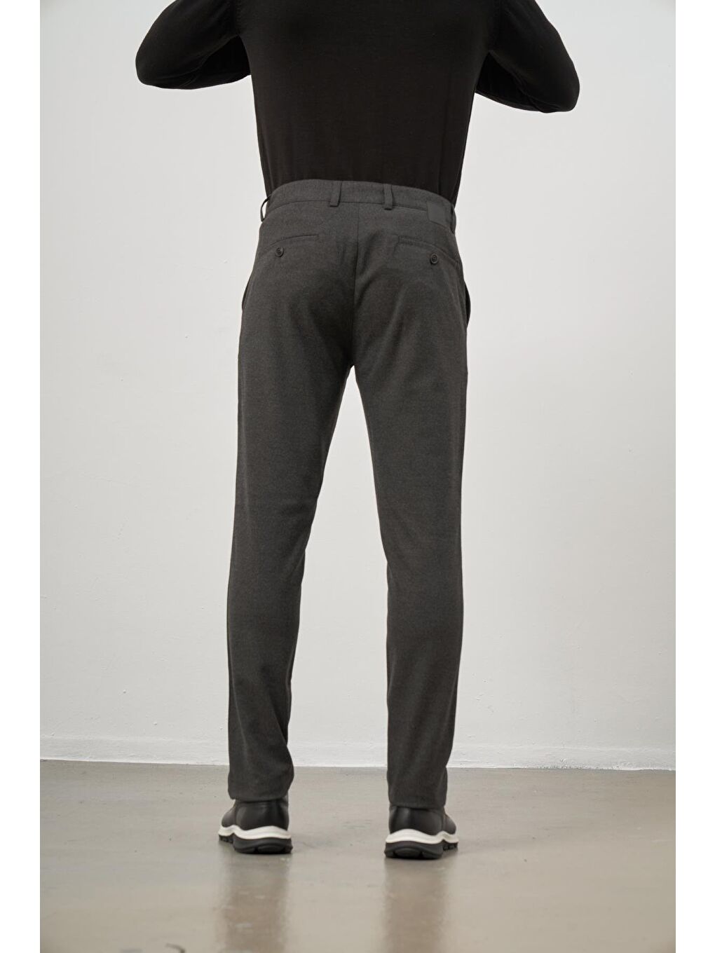 Koyu Antrasit Esnek Yandan Cepli Casual Slim Fit Chino Pantolon 1003245108-5