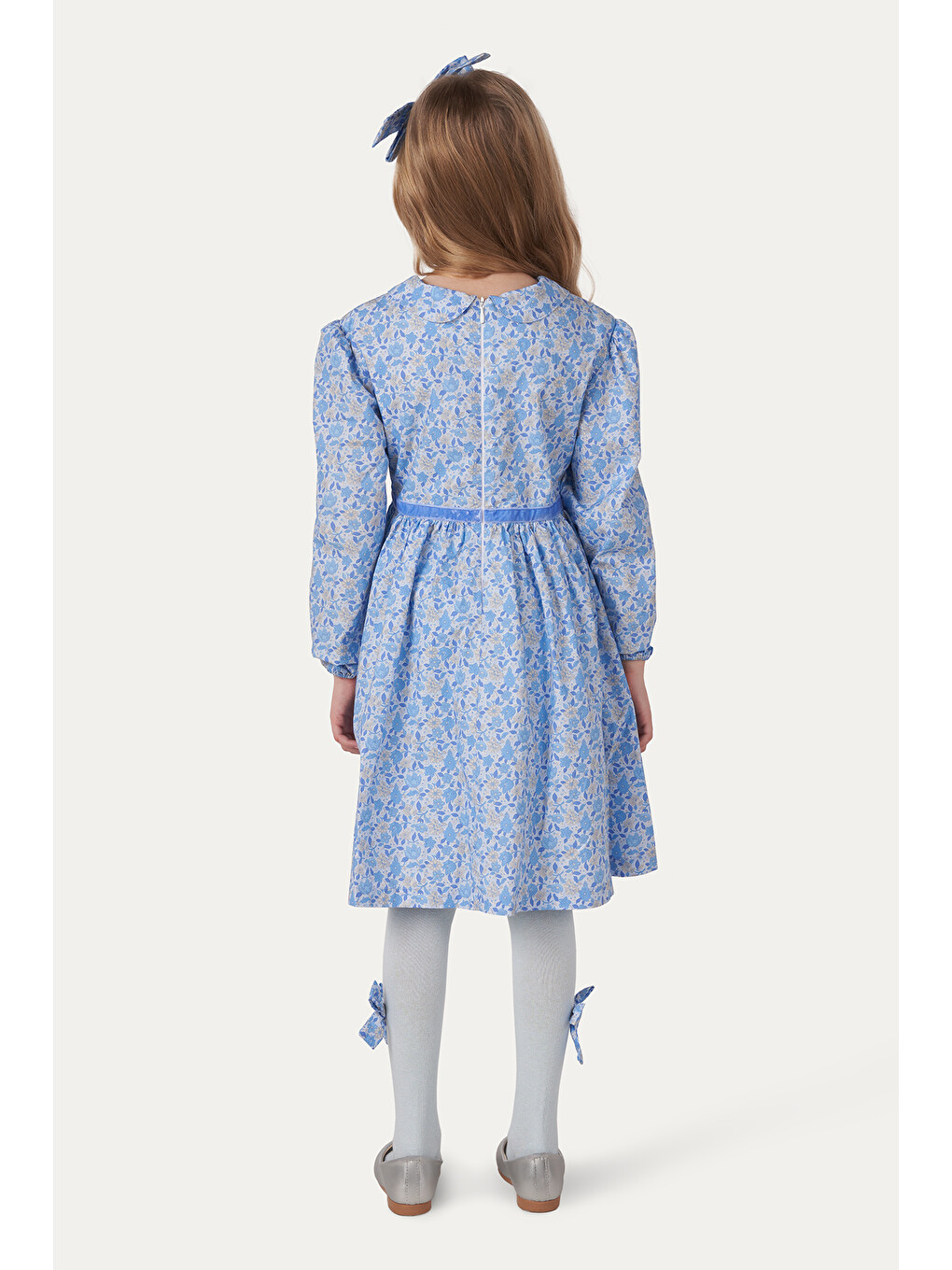 Mavi Liberty Kumaş Kız Çocuk Çiçek Desenli Elbise-5