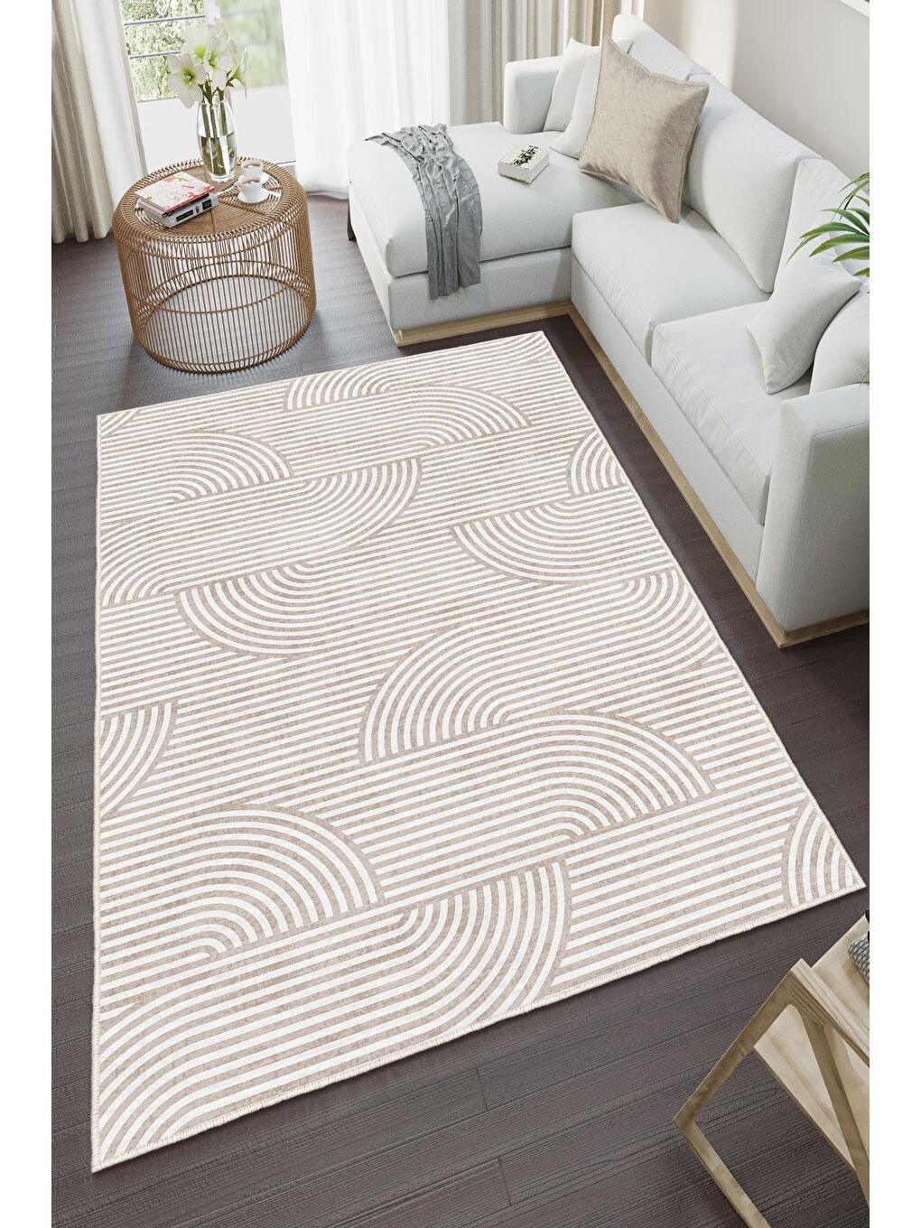 Ekru Özel Tasarım, Kaymaz Taban, İnce, Yıkanabilir, Modern Halı WOOKECE1397 160x230-2