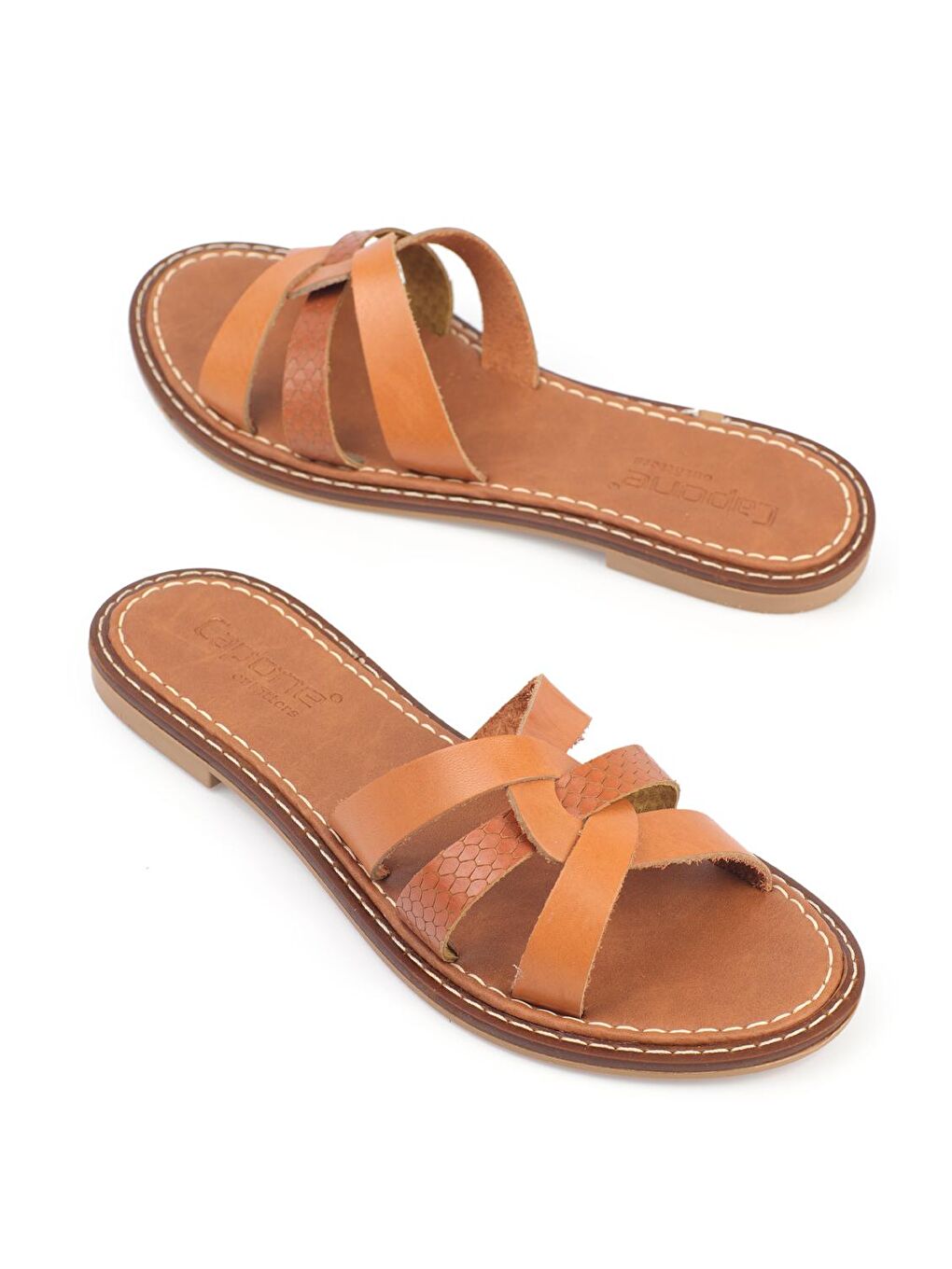 Kahverengi Deri Kadın Terlik-1