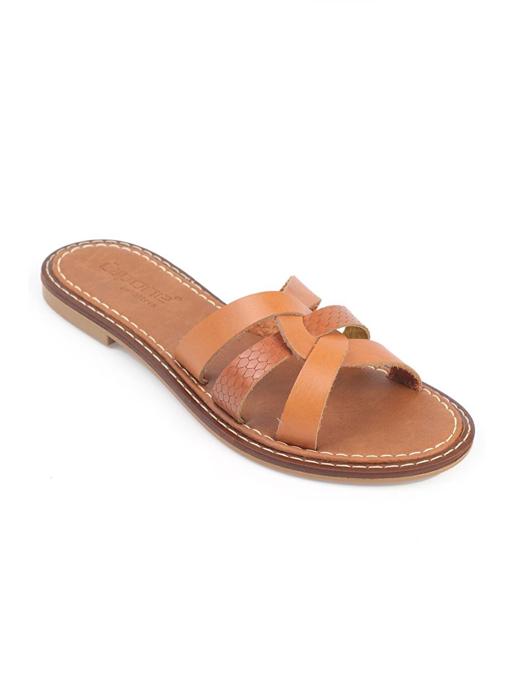 Kahverengi Deri Kadın Terlik-3