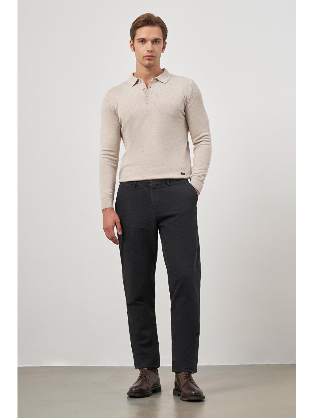 Koyu Antrasit Pamuklu Yandan Cepli Casual Comfort Fit Chino Pantolon 1003245155-1