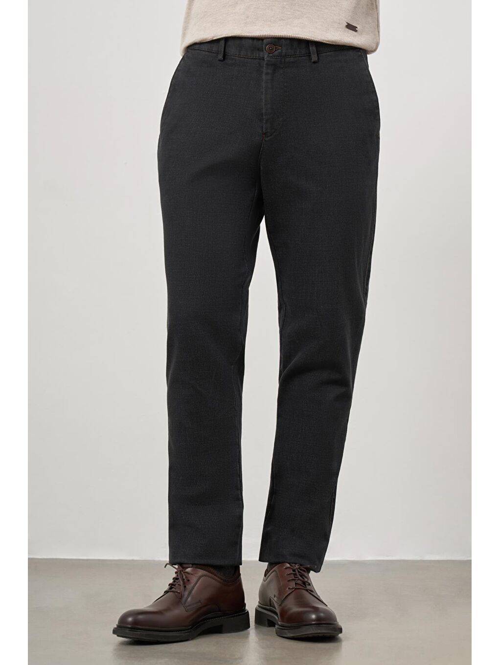 Koyu Antrasit Pamuklu Yandan Cepli Casual Comfort Fit Chino Pantolon 1003245155-3