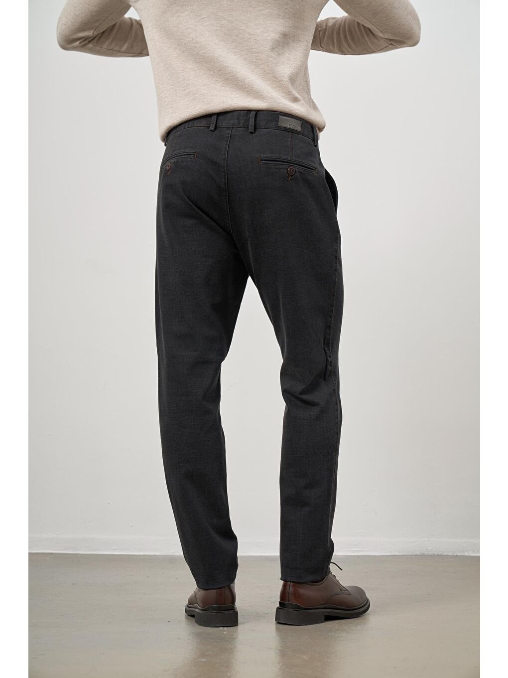 Koyu Antrasit Pamuklu Yandan Cepli Casual Comfort Fit Chino Pantolon 1003245155-6