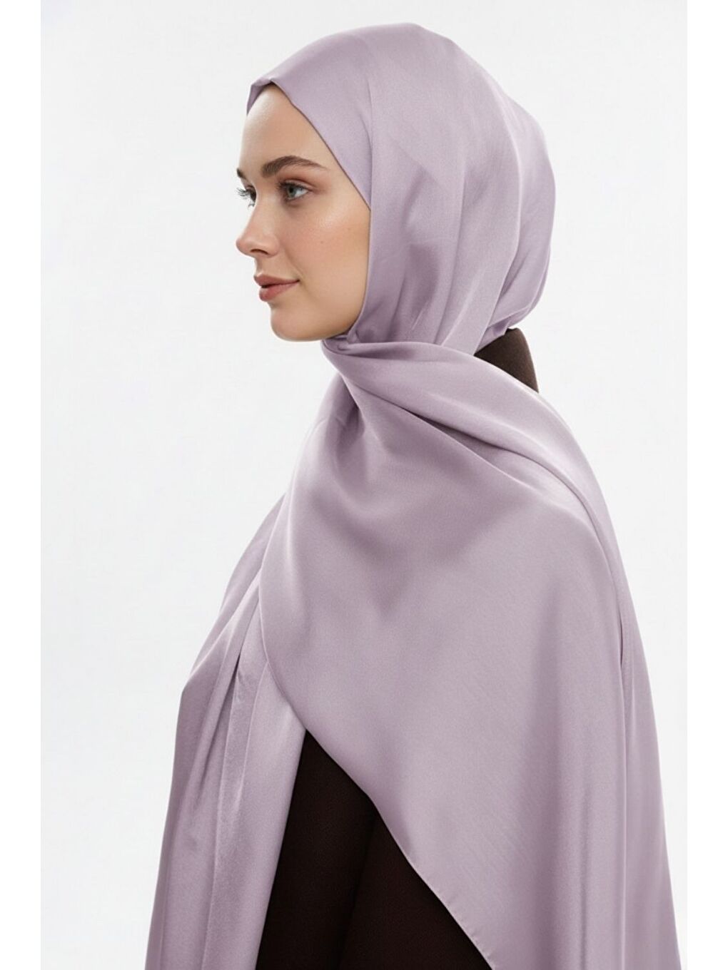 Lila & YAQA Özel Saten Dokulu Lavanta Rengi Şal-1
