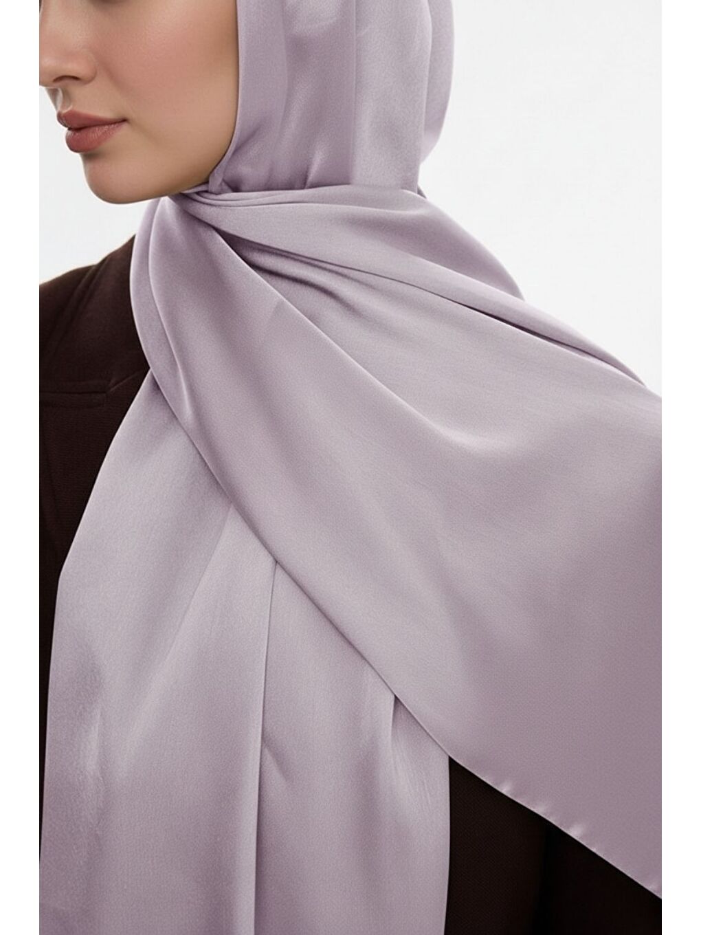 Lila & YAQA Özel Saten Dokulu Lavanta Rengi Şal-2