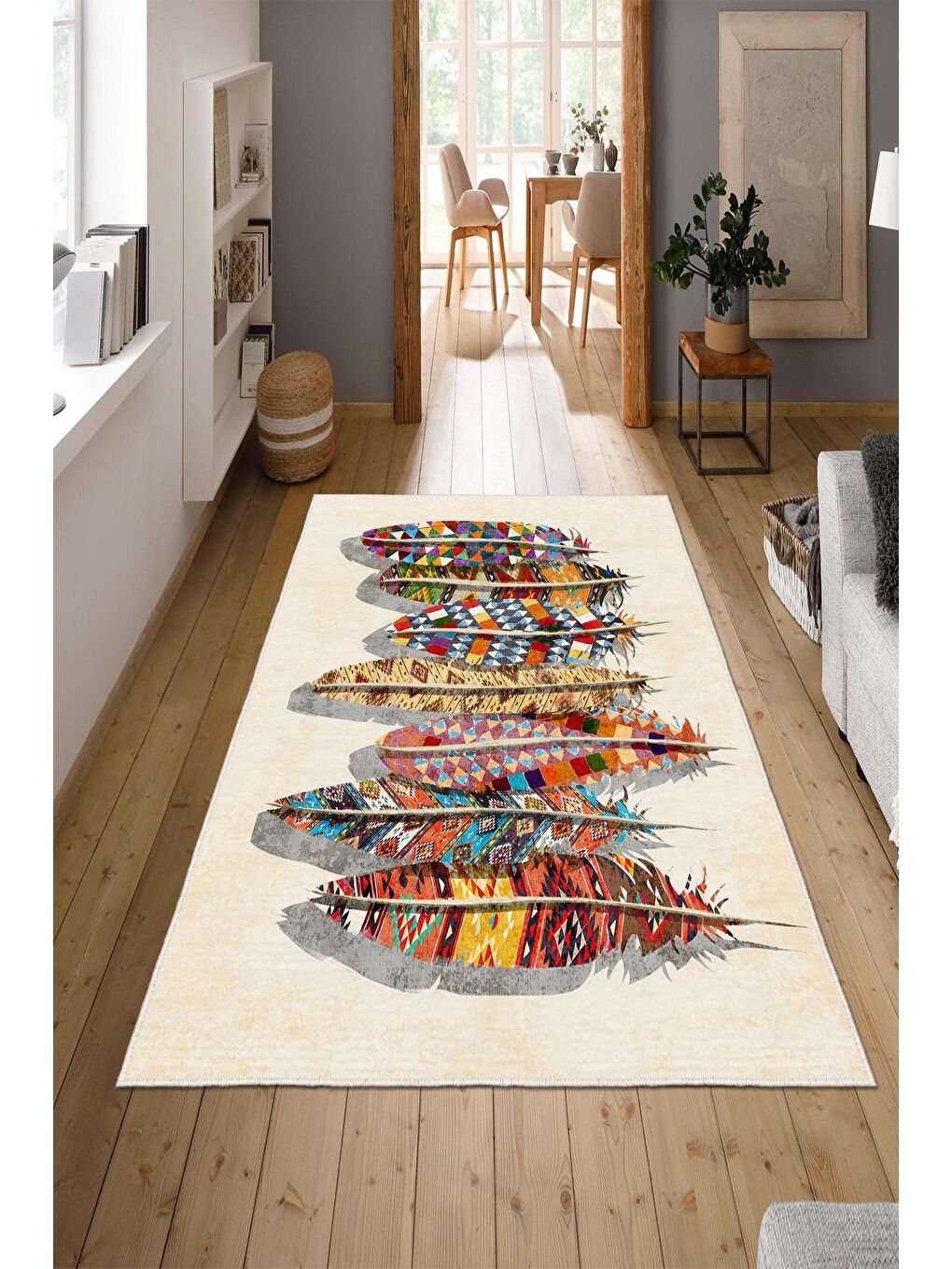 Karışık Özel Tasarım, Kaymaz Taban, İnce, Yıkanabilir, Modern Halı WOOKECE1394 120x180-1