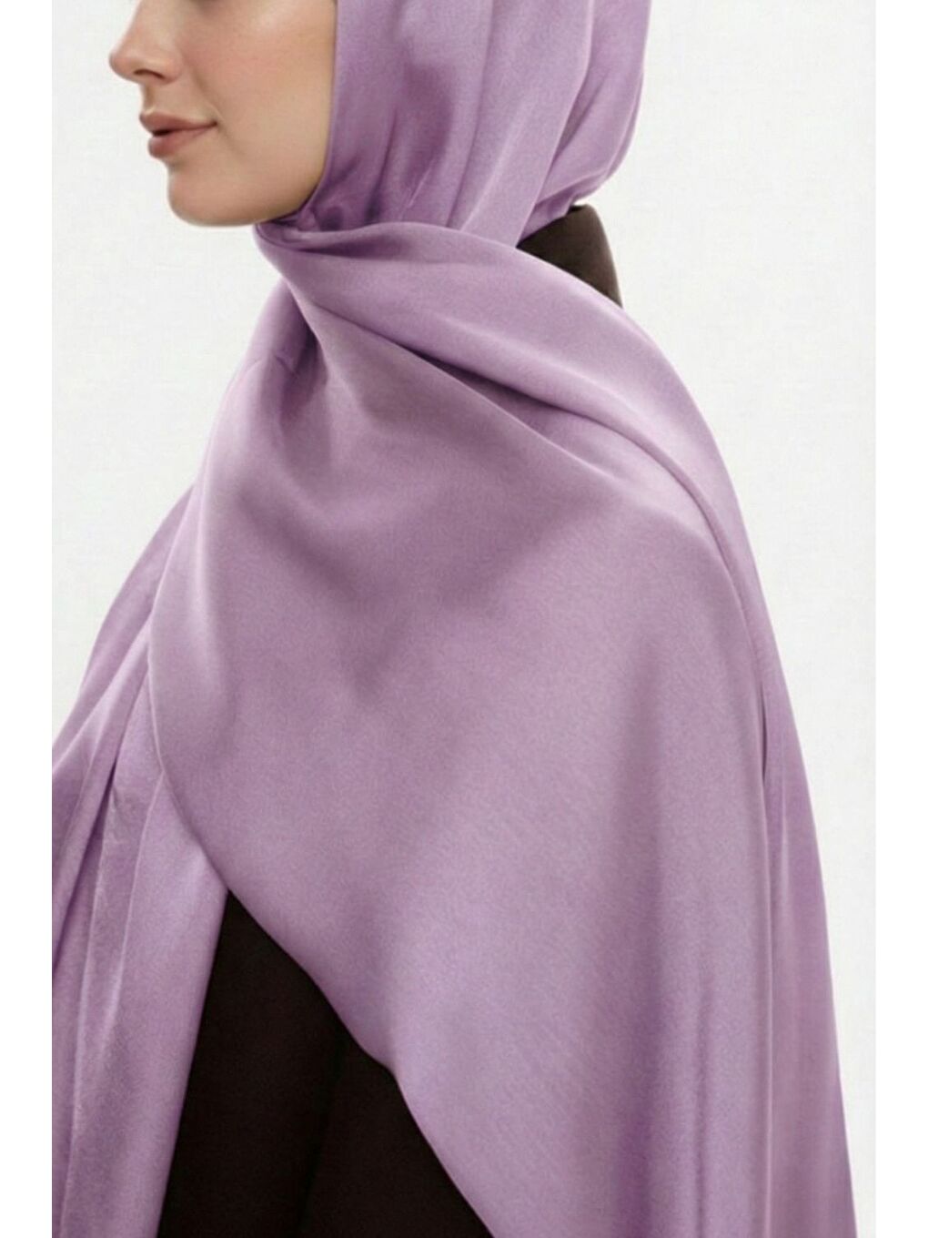 & YAQA Özel Saten Dokulu Lila Rengi Şal-2