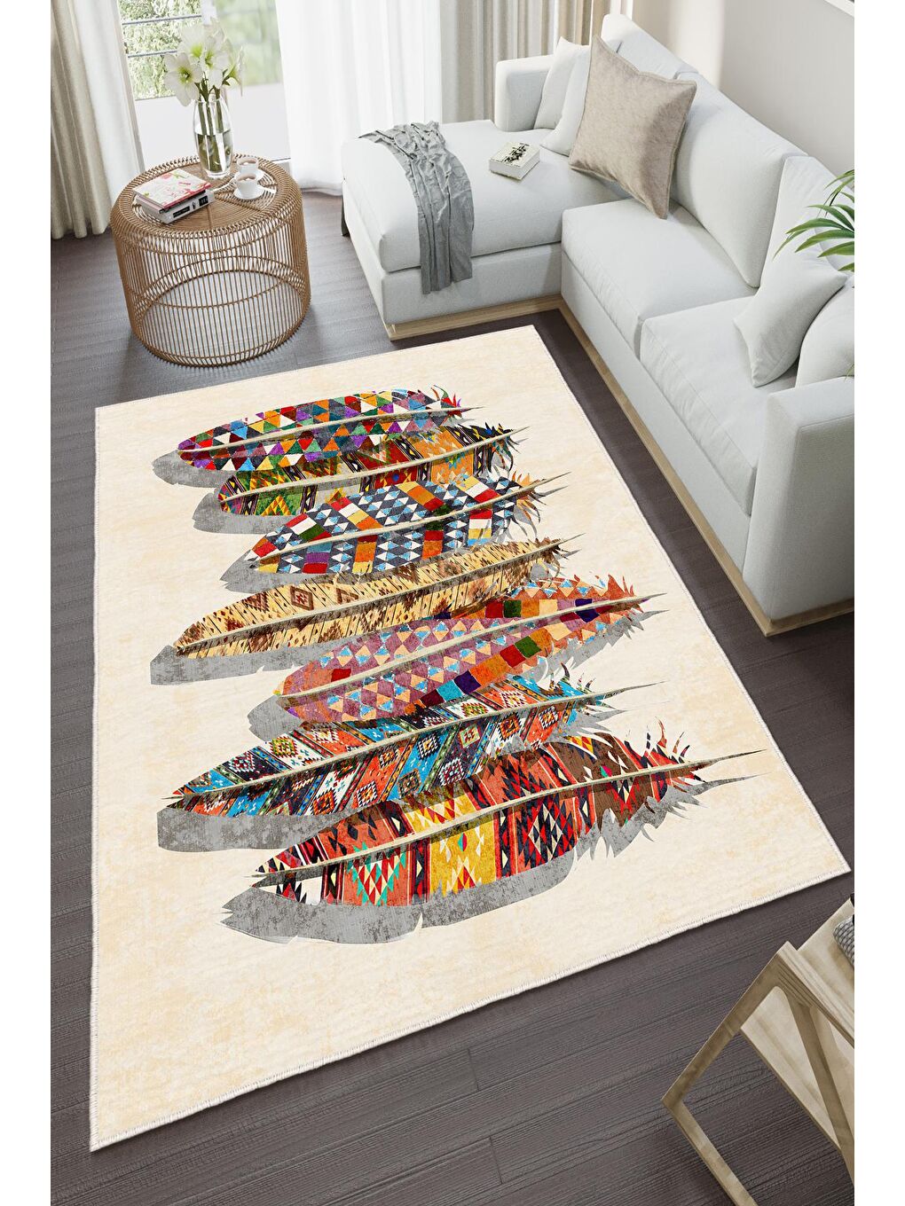 Karışık Özel Tasarım, Kaymaz Taban, İnce, Yıkanabilir, Modern Halı WOOKECE1394 120x180-2