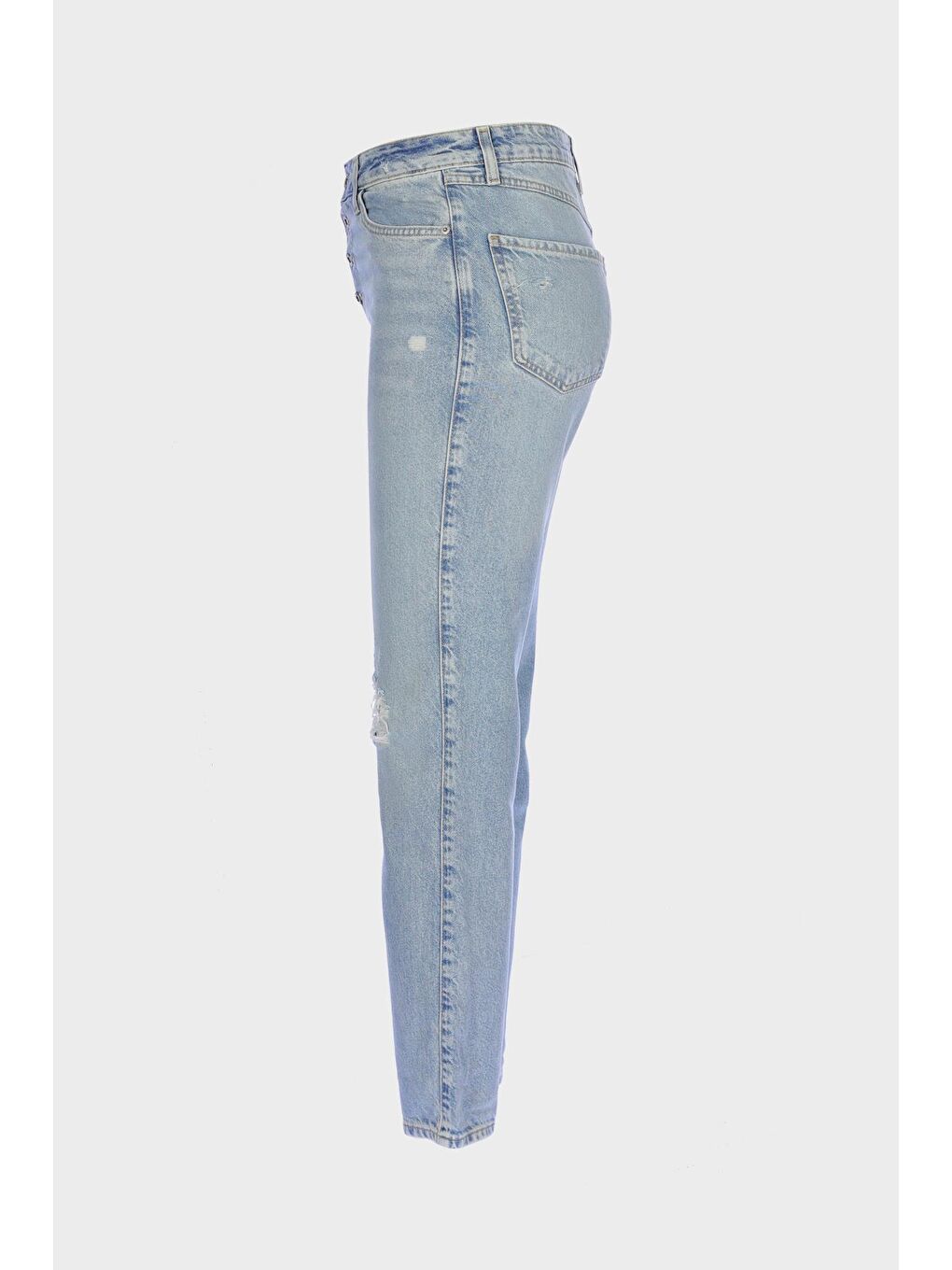 CROSS JEANS Açık Mavi Ariana Açık Mavi Yüksek Bel Patı Fermuarlı Yıpratmalı Mom Jean Pantolon C 4525-171 - 3