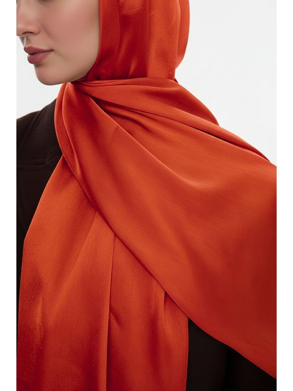 Kırmızı & YAQA Özel Saten Dokulu Nar Çiçeği Şal-2